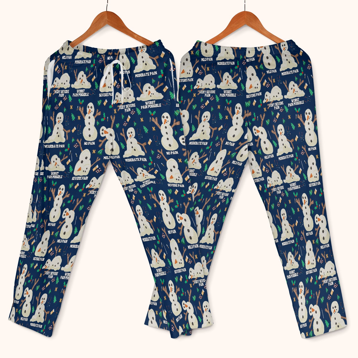 Funny Snowman Pain Scale Scrub Set for Nurse - Christmas Medical Pants and V Neck Top for Women RN LPN CNA