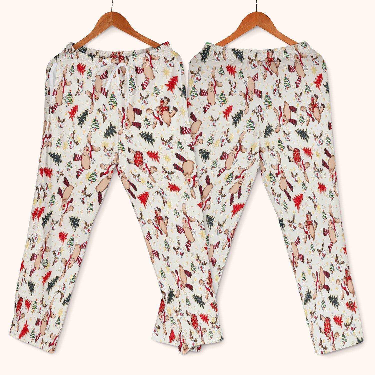 Funny Reindeer Christmas Nurse Scrub Set - Festive Holiday Medical Scrub Pants and V Neck Top - Breathable Med Uniform