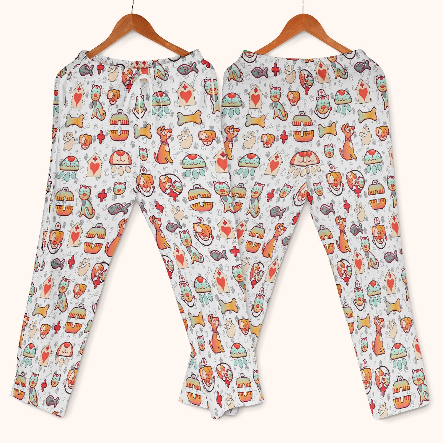 Veterinary Nurse Scrub Set - Cute Cat Dog Paw Scrubs Pants and V Neck Top - Funny Animal Vet Tech Uniform for Women