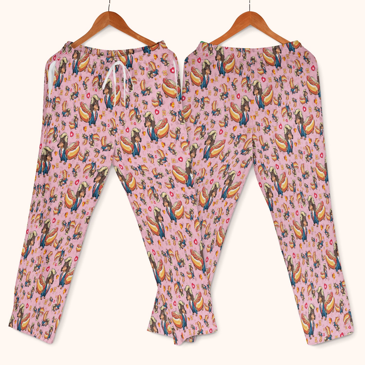 Dachshund Hot Dog Nurse Scrub Set - Funny Sausage Dog Pants and V Neck Top - Medical Uniform Gift