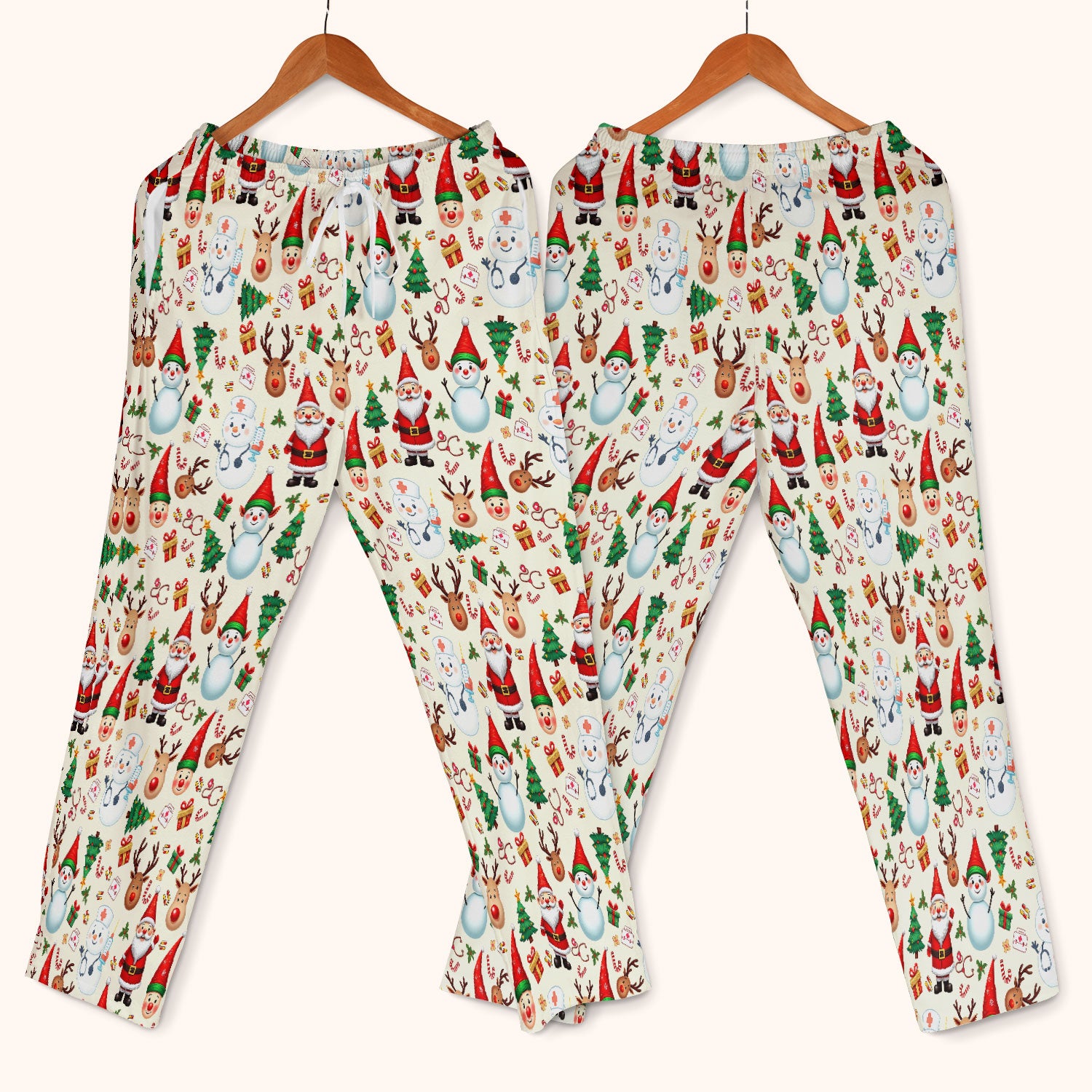 Christmas Scrub Set for Nurses - Cute Snowman Reindeer Santa Pattern - Holiday Medical Uniform RN CNA LPN Gift