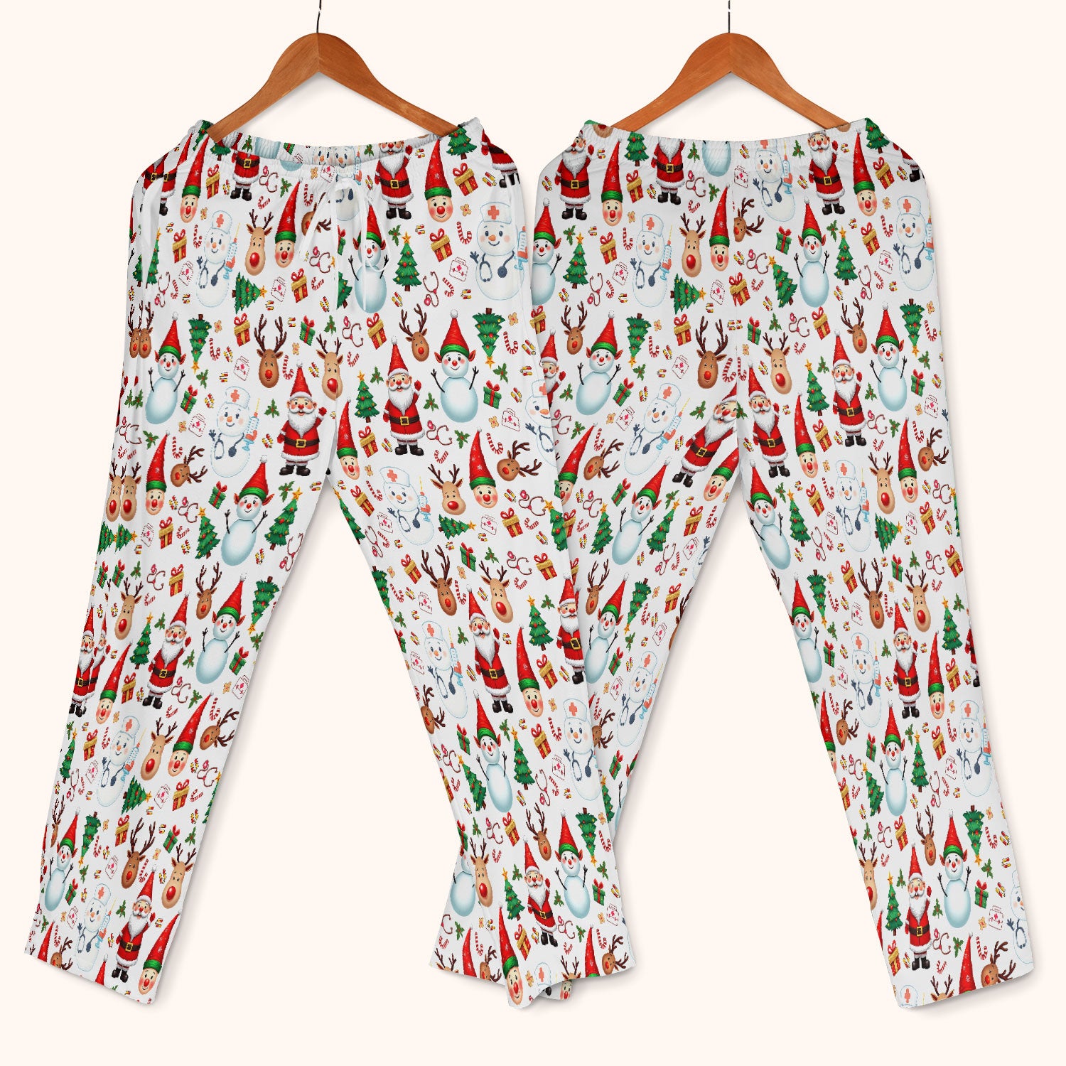 Christmas Scrub Set for Nurses - Cute Snowman Reindeer Santa Pattern - Holiday Medical Uniform RN CNA LPN Gift