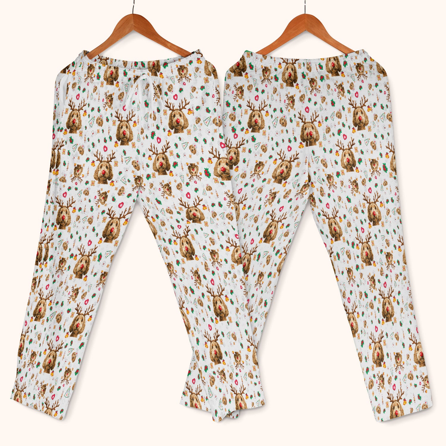 Labradoodle Reindeer Christmas Scrub Set - Funny Dog Nurse Pants and V Neck Top - Cute Holiday Medical Uniform