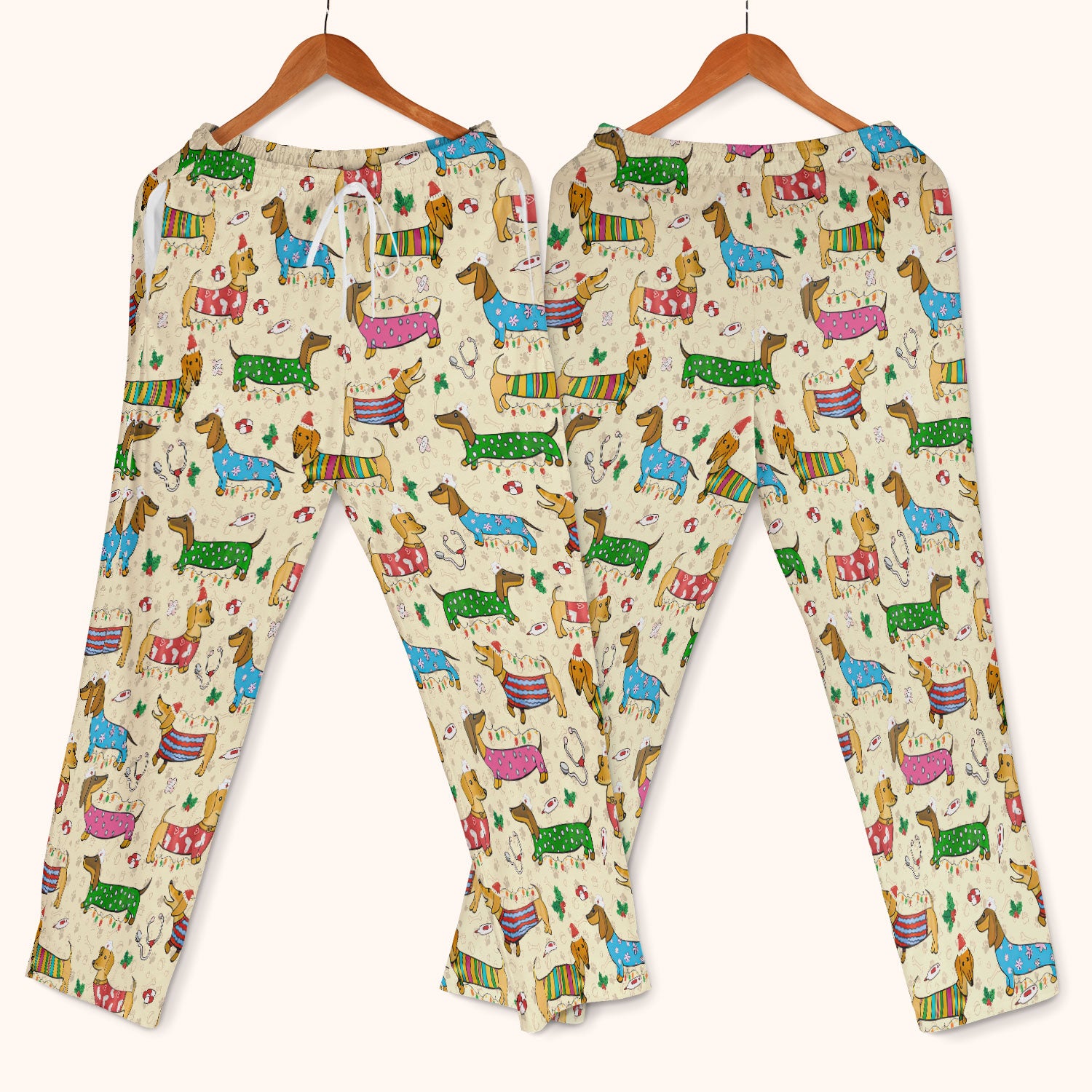 Christmas Dachshund Scrub Set for Nurses - Cute Wiener Dog in Holiday Outfit - Funny Medical Uniform Gift for Women RN LPN CNA
