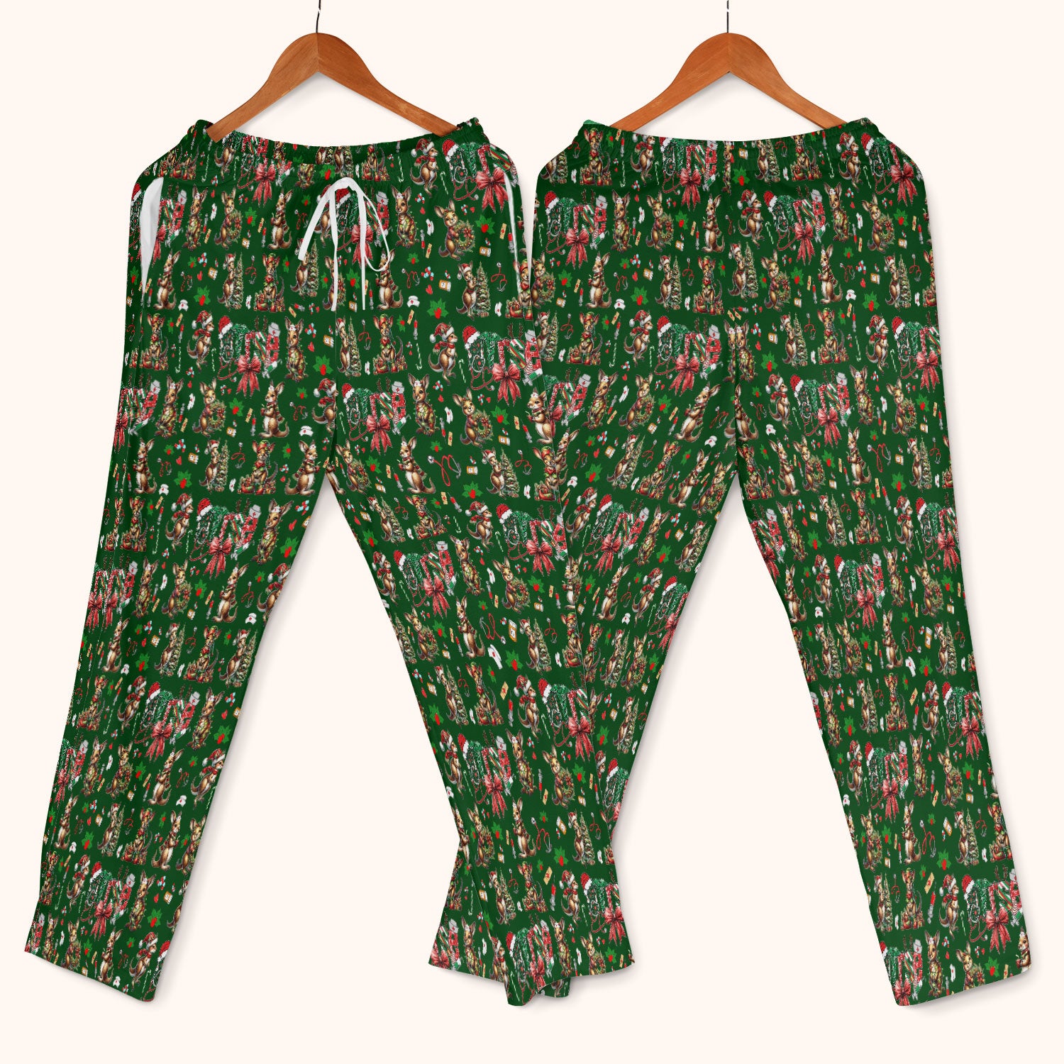 Whimsical Kangaroo Christmas Scrub Set – Festive Australian Animals Holiday Pattern – Cute Medical Uniform for Nurses, Vets & Healthcare Workers