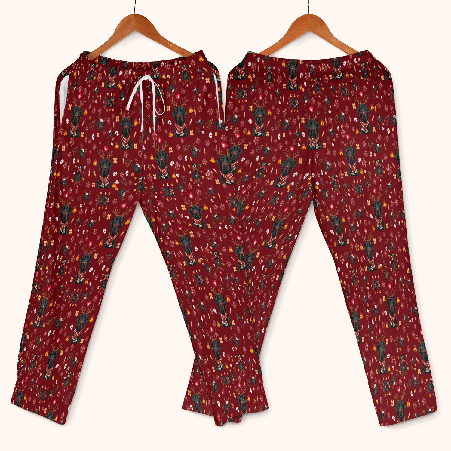 Funny Black Lab Reindeer Scrub Set - Christmas Dog Nurse Pants and V Neck Top - Cute Holiday Medical Uniform