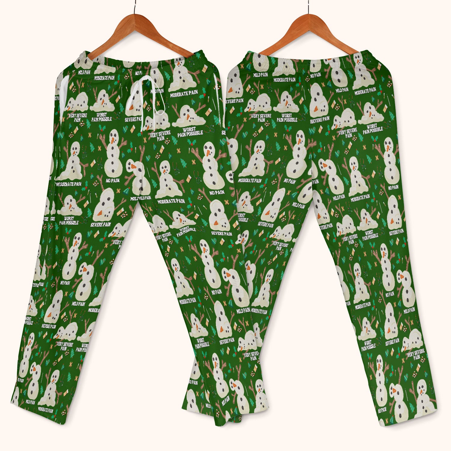 Funny Snowman Pain Scale Scrub Set for Nurse - Christmas Medical Pants and V Neck Top for Women RN LPN CNA