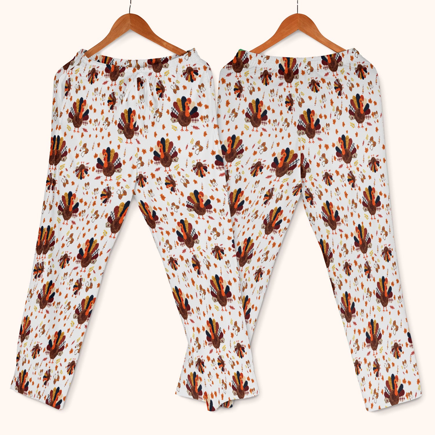 Thanksgiving Women's Scrub Sets - Funny Autumn Turkey Pants and V Neck Top - Breathable Fabrics Nursing Uniform