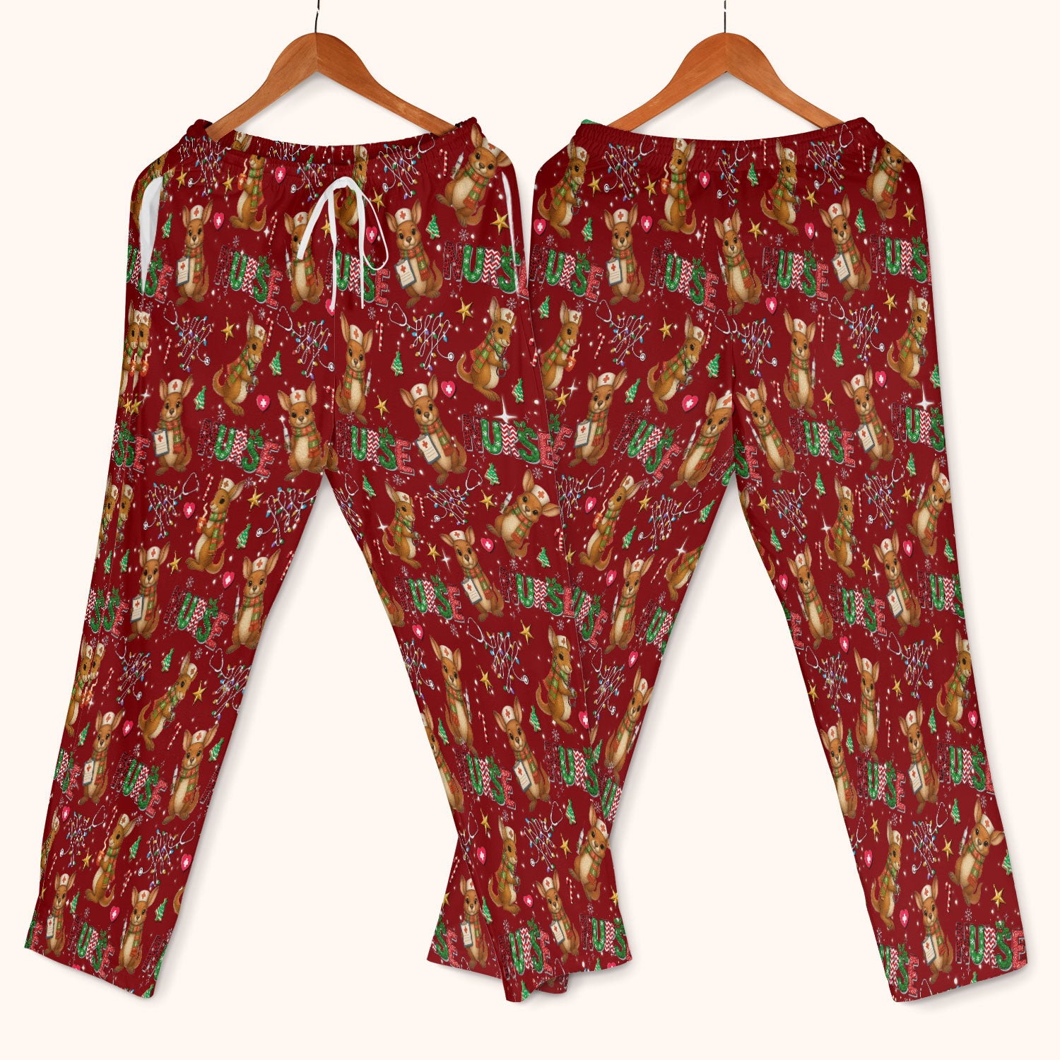 Christmas Kangaroo Nurse Scrub Set - Cute Aussie Holiday Medical Uniform - Funny Xmas Gift for Women