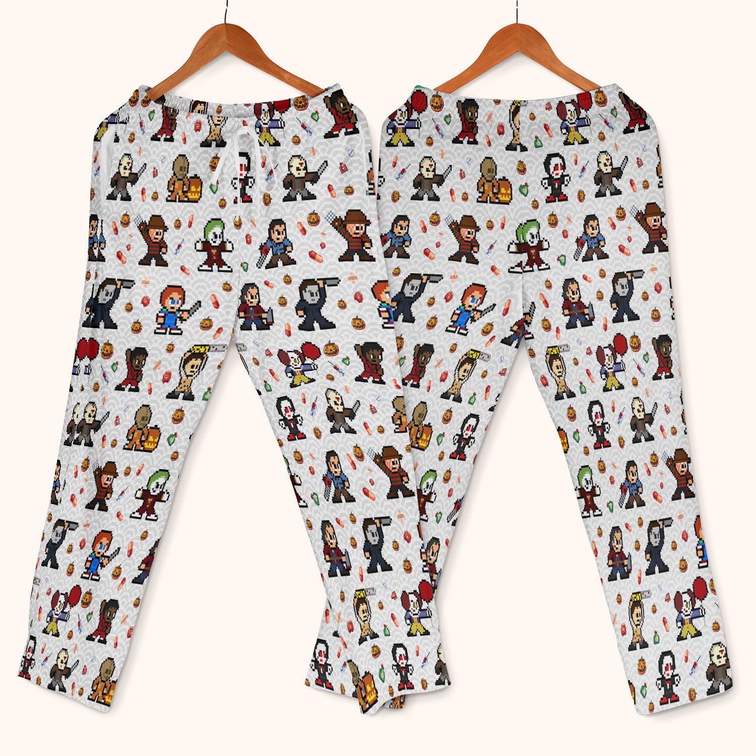 Halloween Women's Scrub Sets - Comfortable Scrubs for Nurses - Horror Movie Scrub Pants and V Neck Top - Breathable Med Uniform