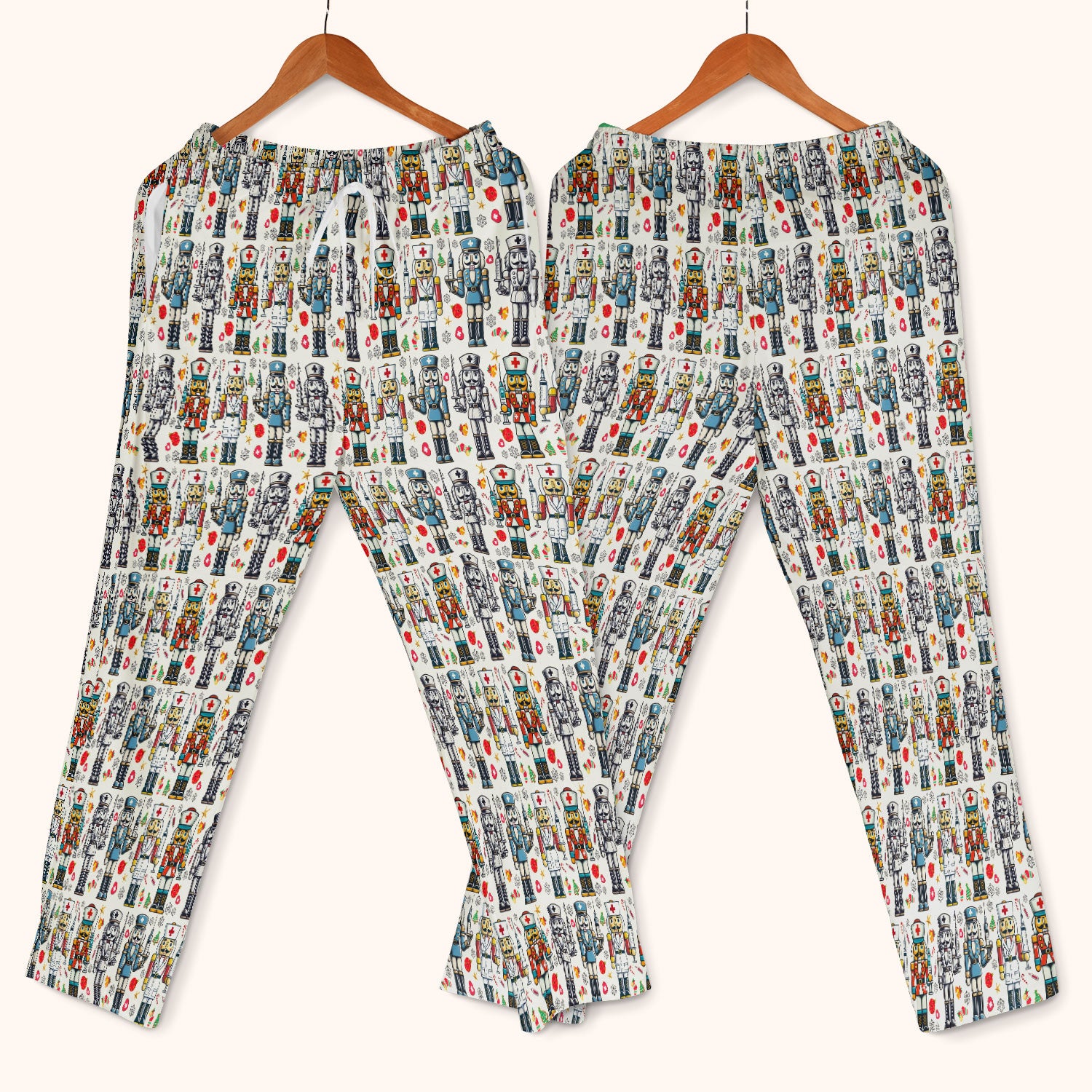 Funny Nutcracker Christmas Scrub Set – Cute Holiday Nurse Pattern Shirt – Festive Medical Uniform for RN, LPN, CNA, and Healthcare Workers
