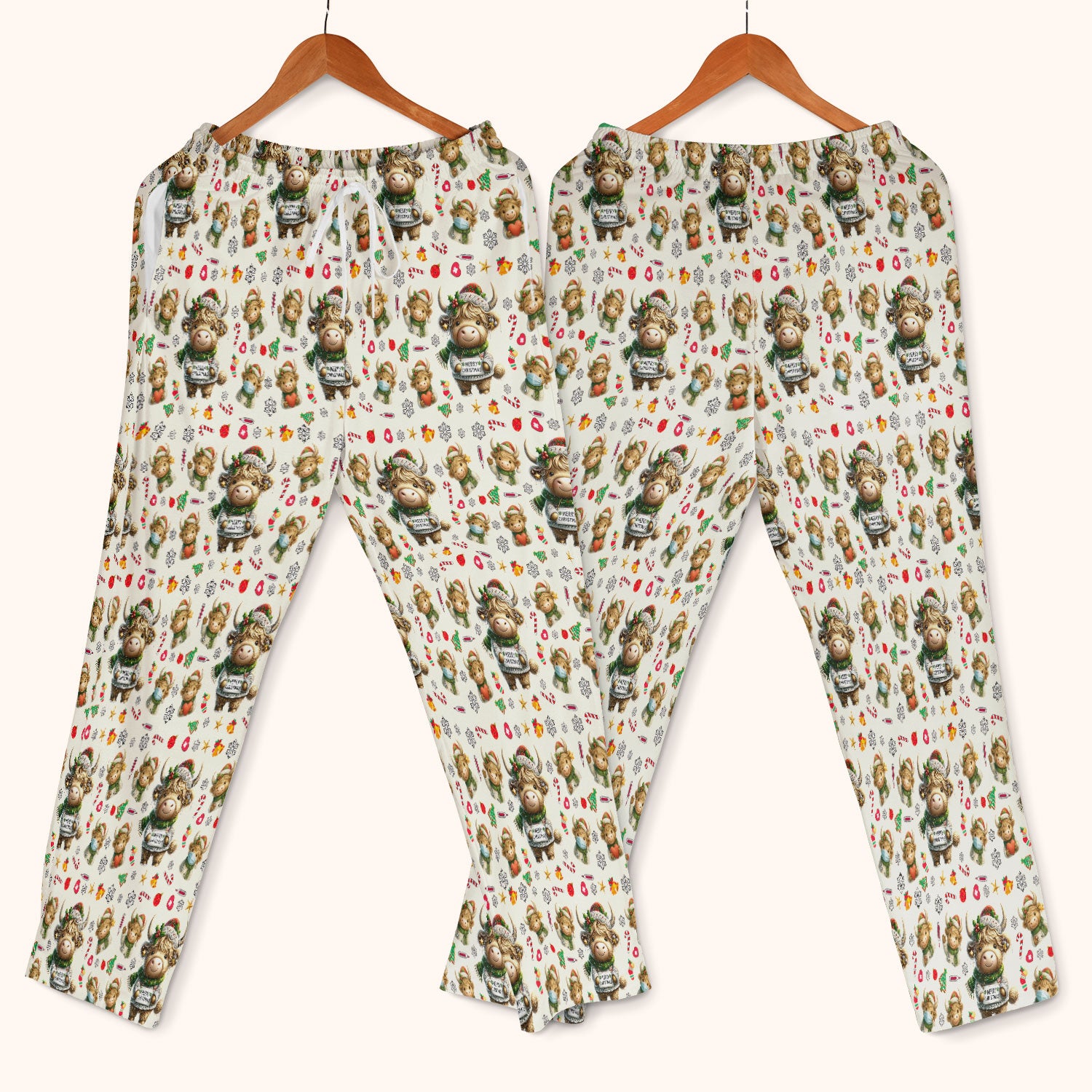 Highland Cow Christmas Scrub Set, Festive Cow Print Nurse Outfit, Holiday Medical Uniform For Women, Cute Veterinary Scrubs Gift