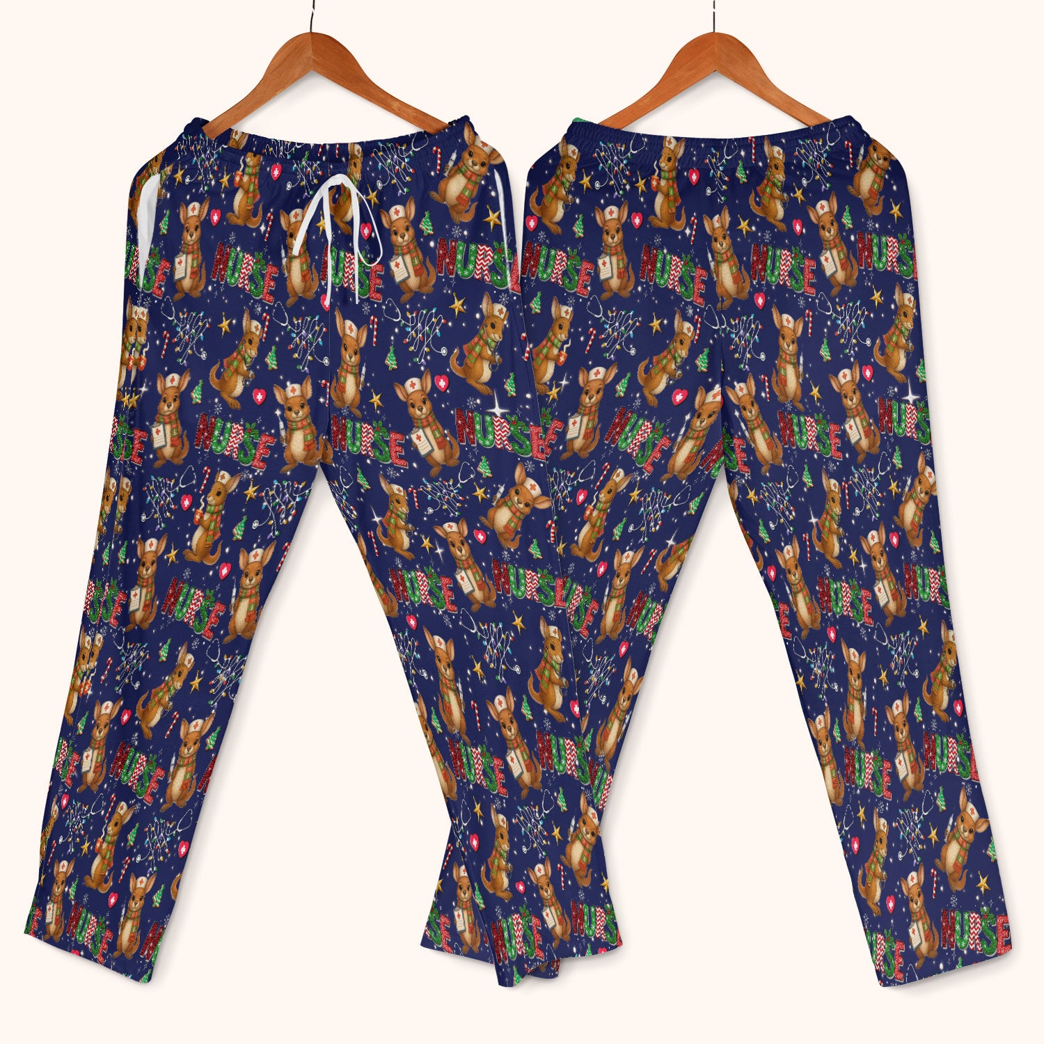 Christmas Kangaroo Nurse Scrub Set - Cute Aussie Holiday Medical Uniform - Funny Xmas Gift for Women