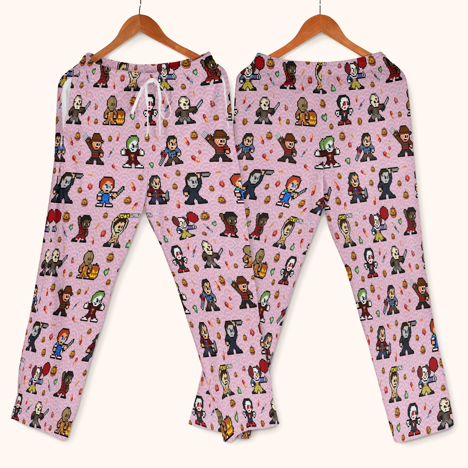 Halloween Women's Scrub Sets - Comfortable Scrubs for Nurses - Scary Character Scrub Pants and V Neck Top - Med Uniform for Her