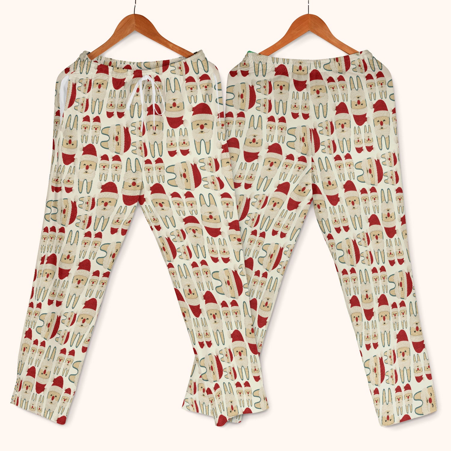 Christmas Tooth Scrub Set - Cute Santa Tooth Pattern for Dentists & Hygienists - Crochet Style Holiday Medical Uniform for Women
