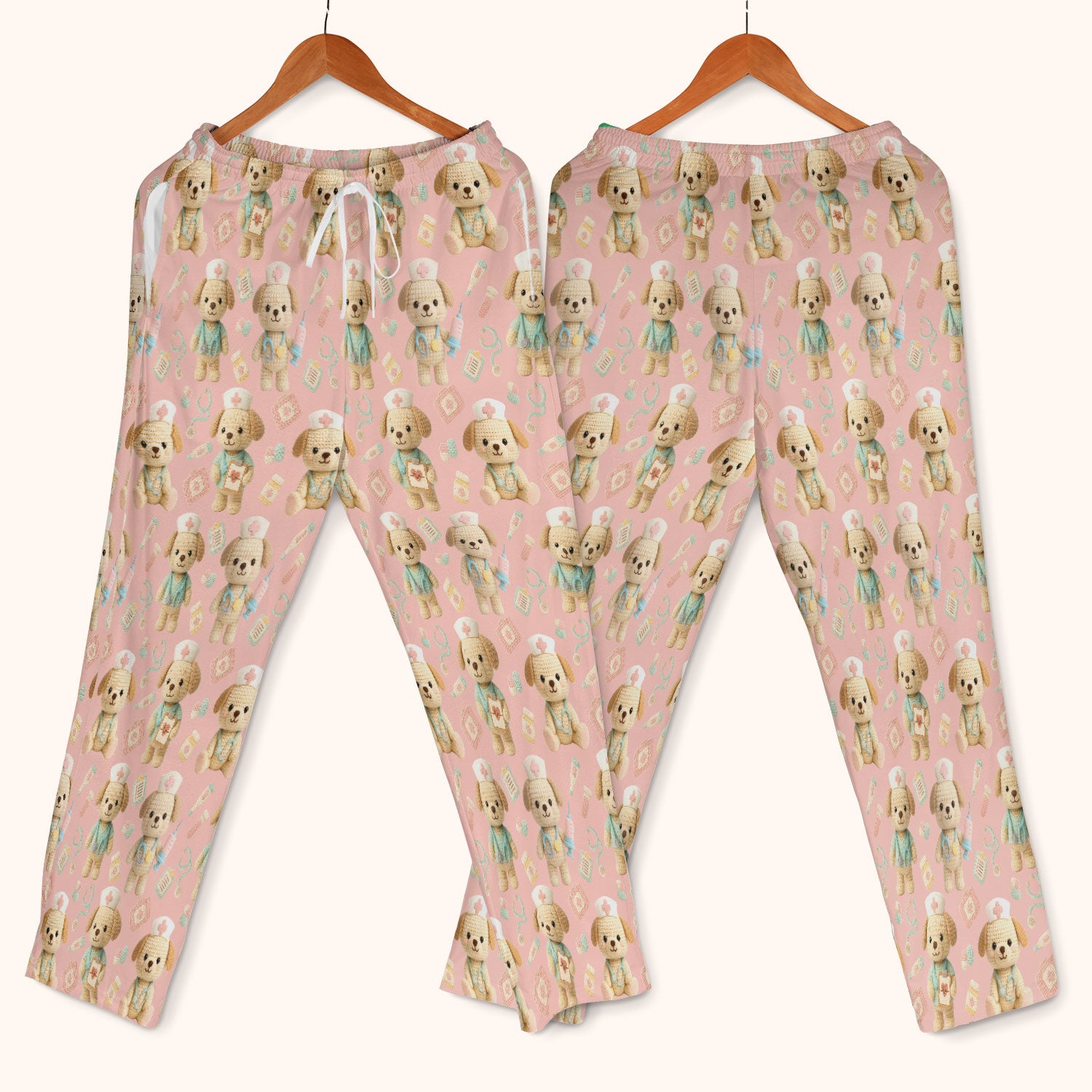 Cute Labrador Scrub Set for Nurse - Pastel Crochet Dog Scrubs Pants and V Neck Top - Adorable Puppy Med Uniform Gift for Women