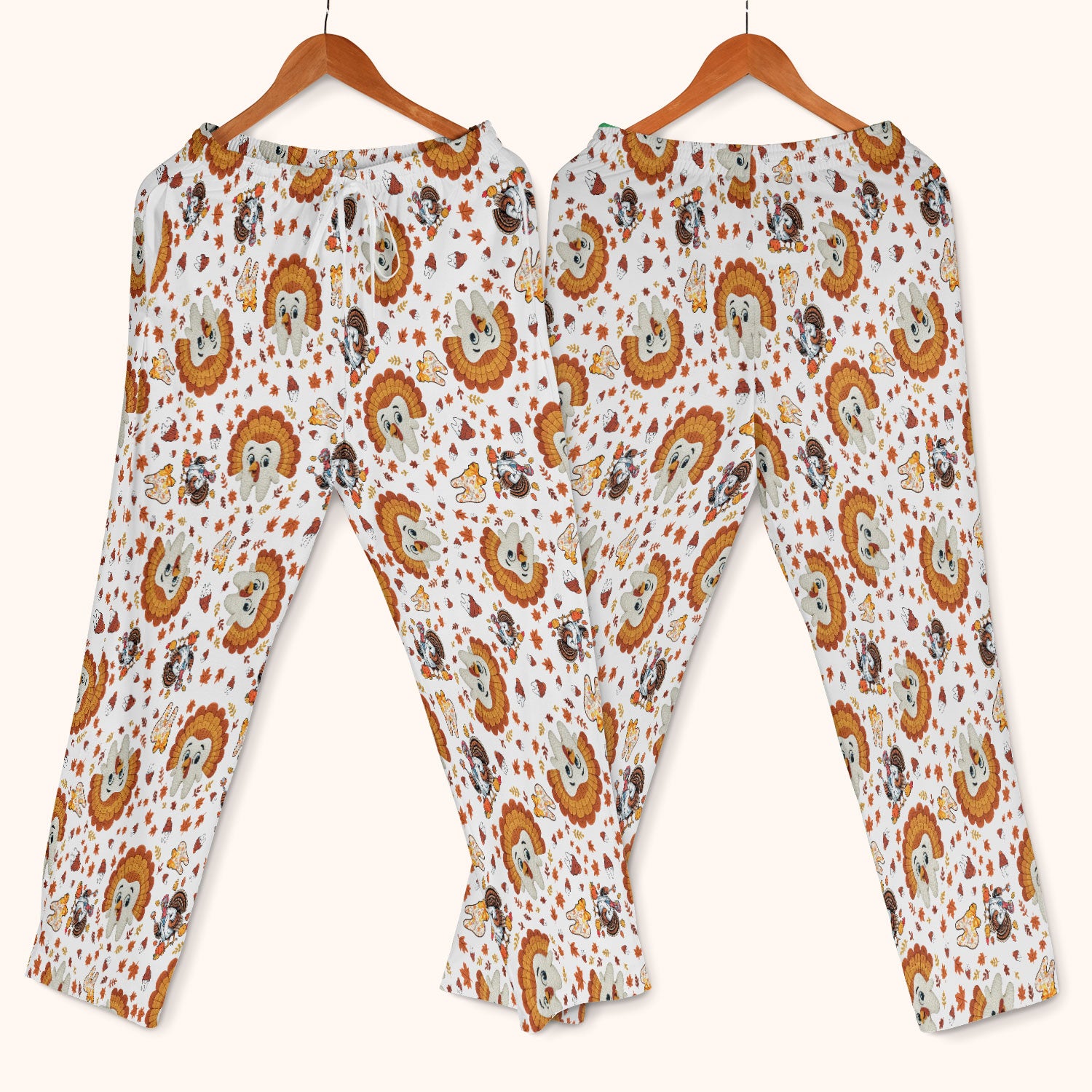 Funny Thanksgiving Tooth Scrub Set - Cute Turkey Dental Scrubs Pants and V Neck Top - Fall Medical Uniform for Hygienists & Nurses