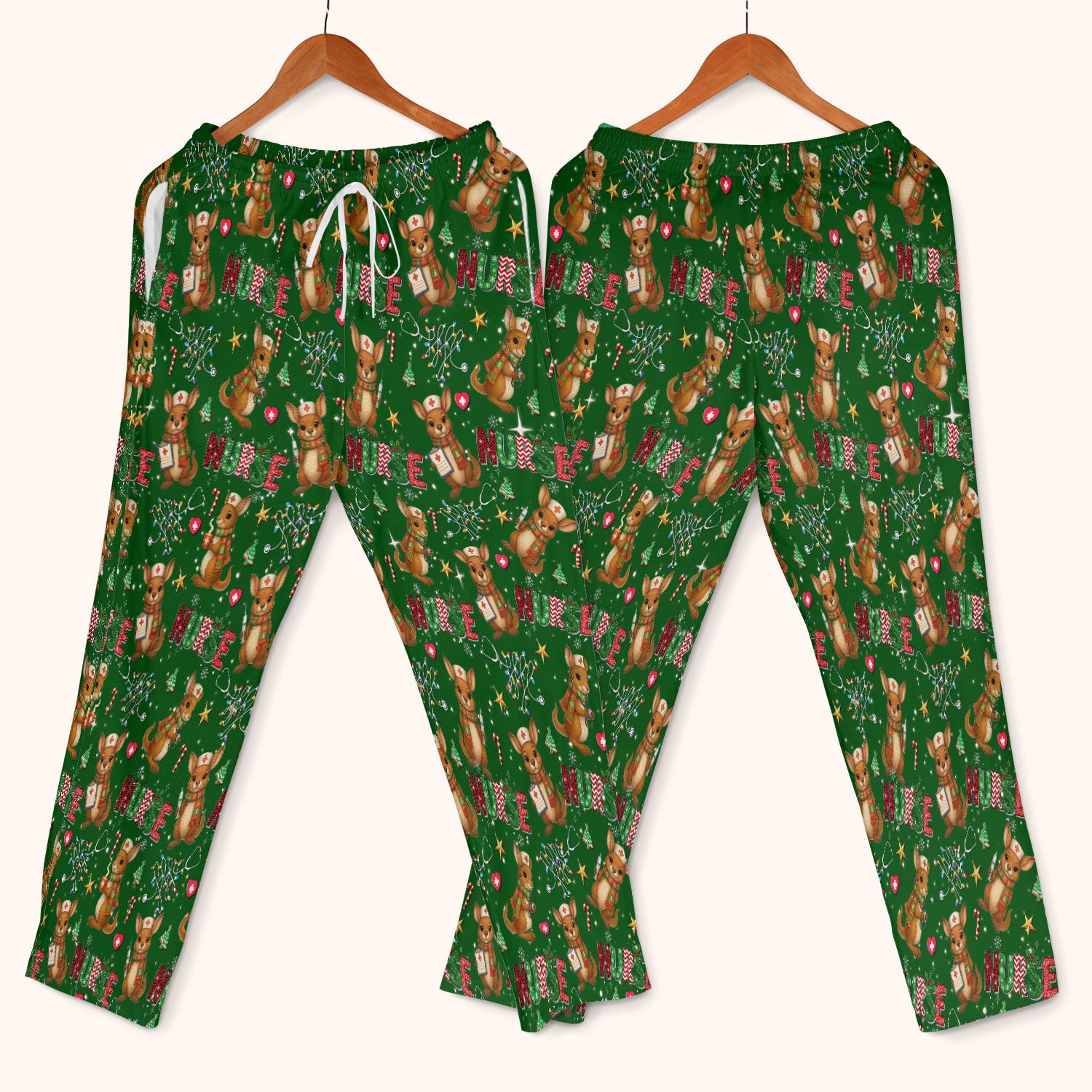 Christmas Kangaroo Nurse Scrub Set - Cute Aussie Holiday Medical Uniform - Funny Xmas Gift for Women