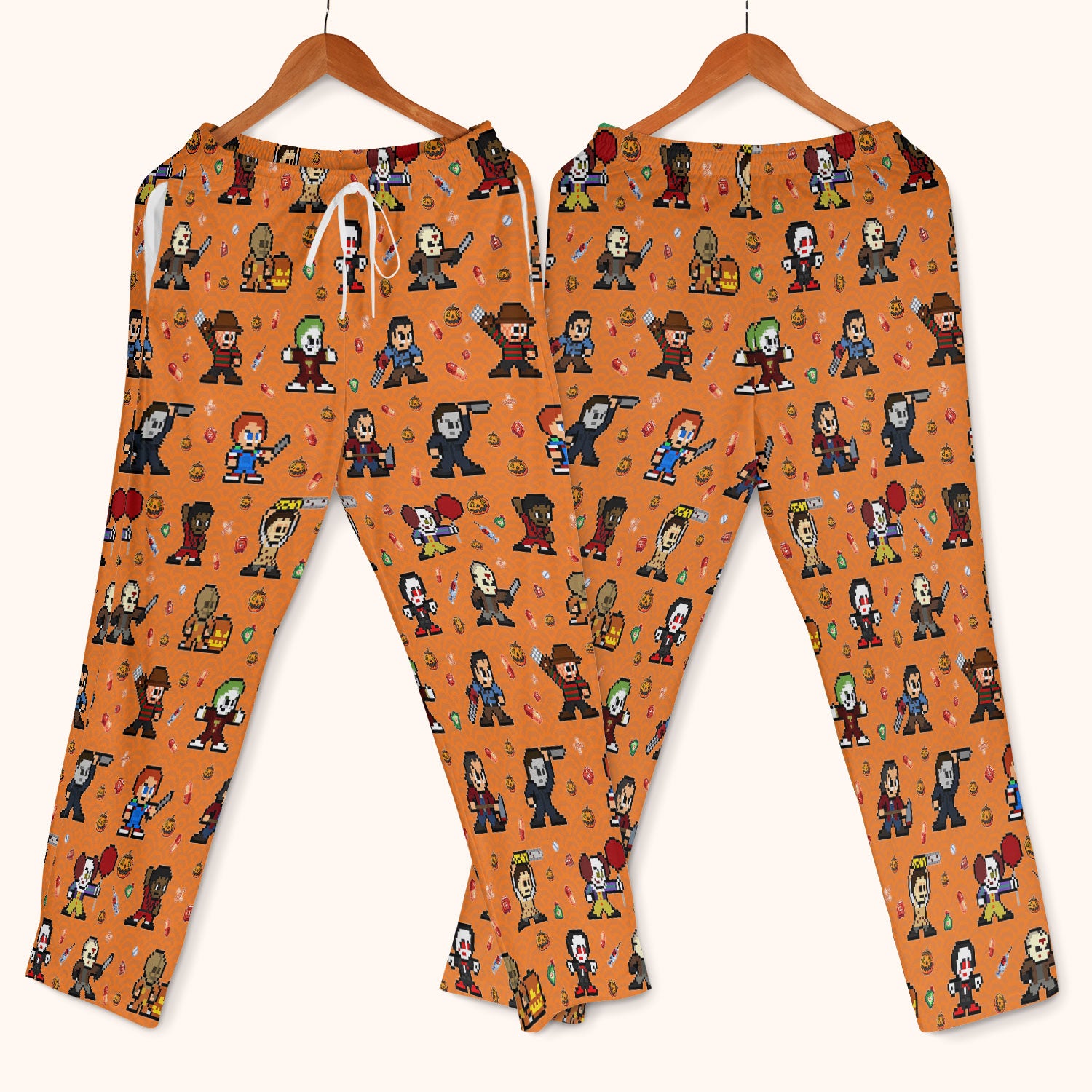 Halloween Women's Scrub Sets - Comfortable Scrubs for Nurses - Horror Movie Scrub Pants and V Neck Top - Breathable Med Uniform
