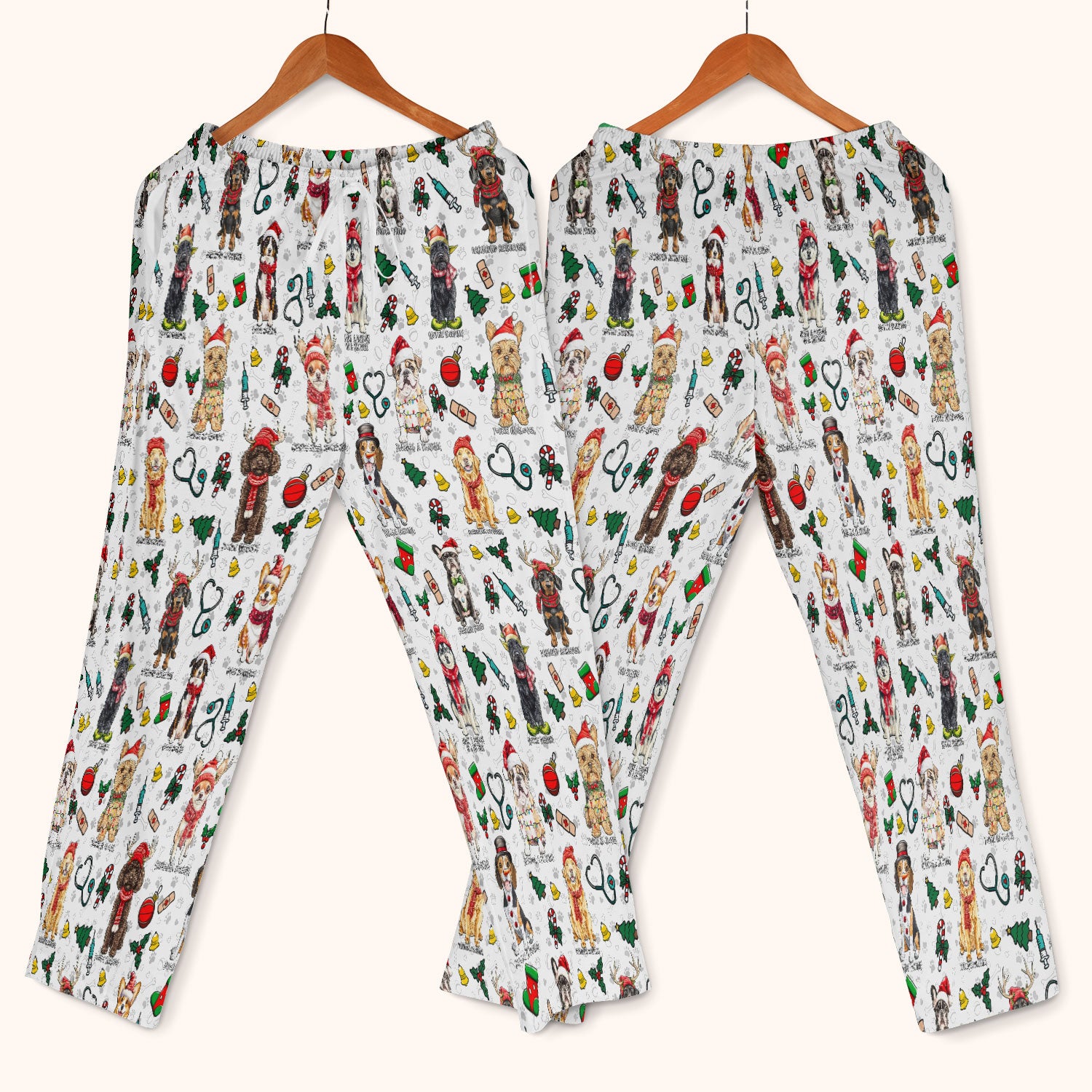 Cute Christmas Dog Scrubs Sets for Nurses - Corgi, Dachshund, Husky, Poodle & Labrador - Funny Holiday Medical Uniform for RN CNA LPN