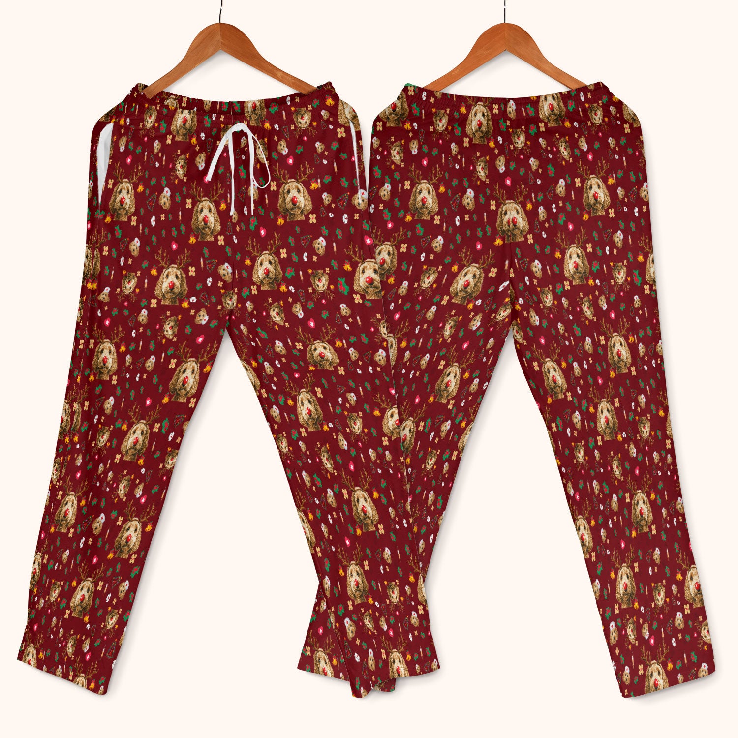 Labradoodle Reindeer Christmas Scrub Set - Funny Dog Nurse Pants and V Neck Top - Cute Holiday Medical Uniform