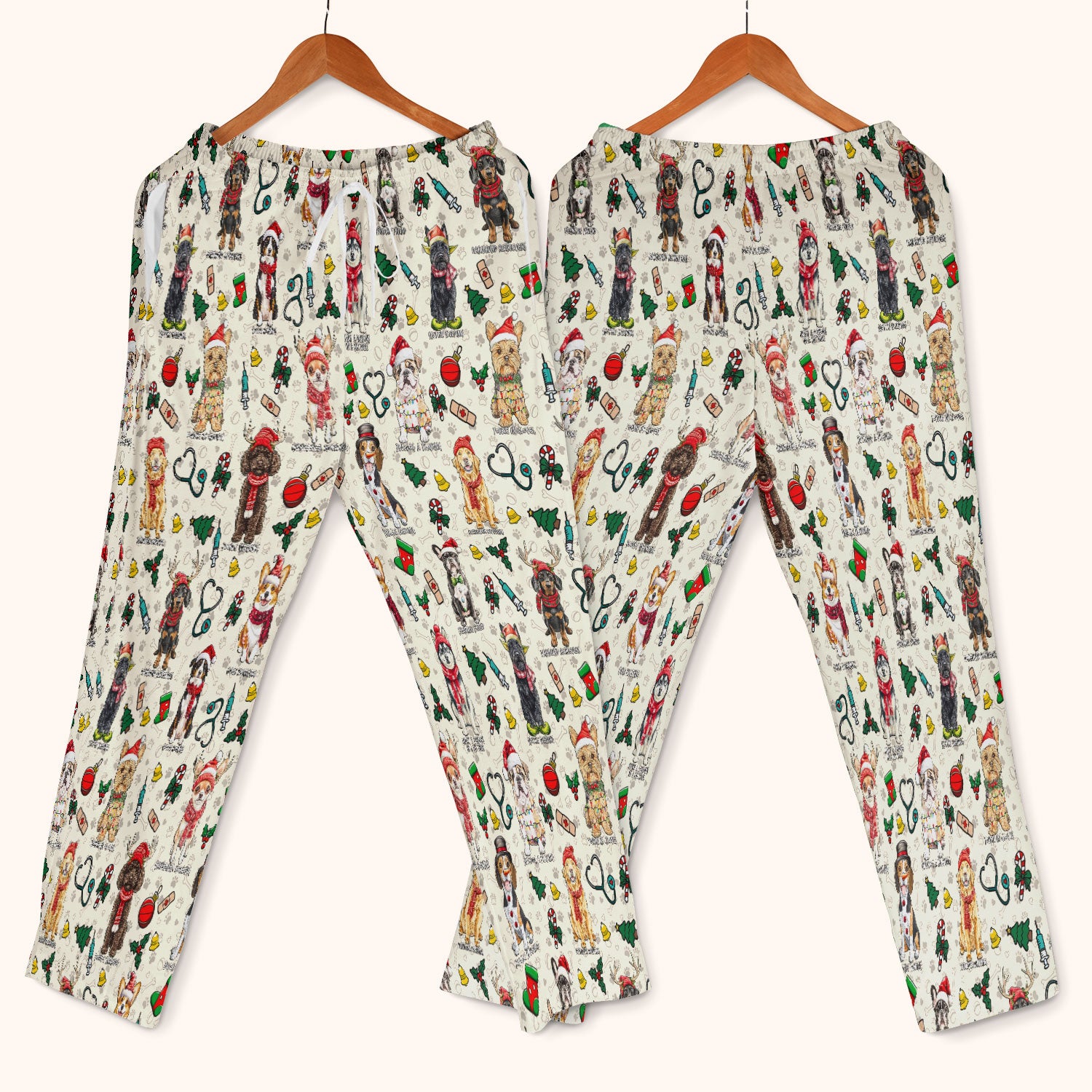 Christmas Dog Scrub Set for Nurses - Dachshund, Husky, Poodle, Corgi & Labrador Holiday Scrub Top and Pants - Funny Santa Medical Shirt
