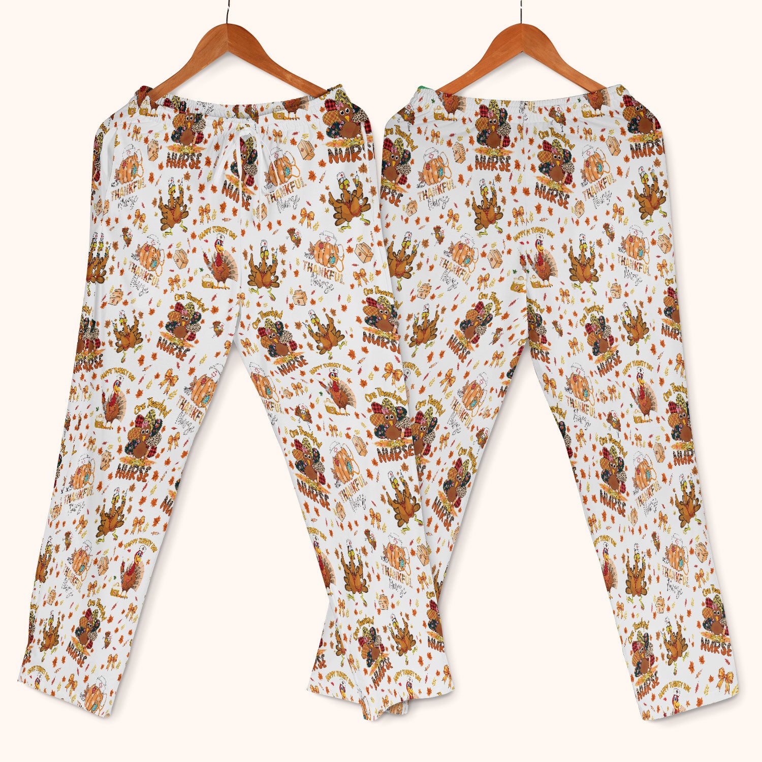 Thanksgiving Scrub Set for Women - Turkey Pumpkin Scrub Top and Pants for Nurses - Fall Med Uniform for RN CNA LPN