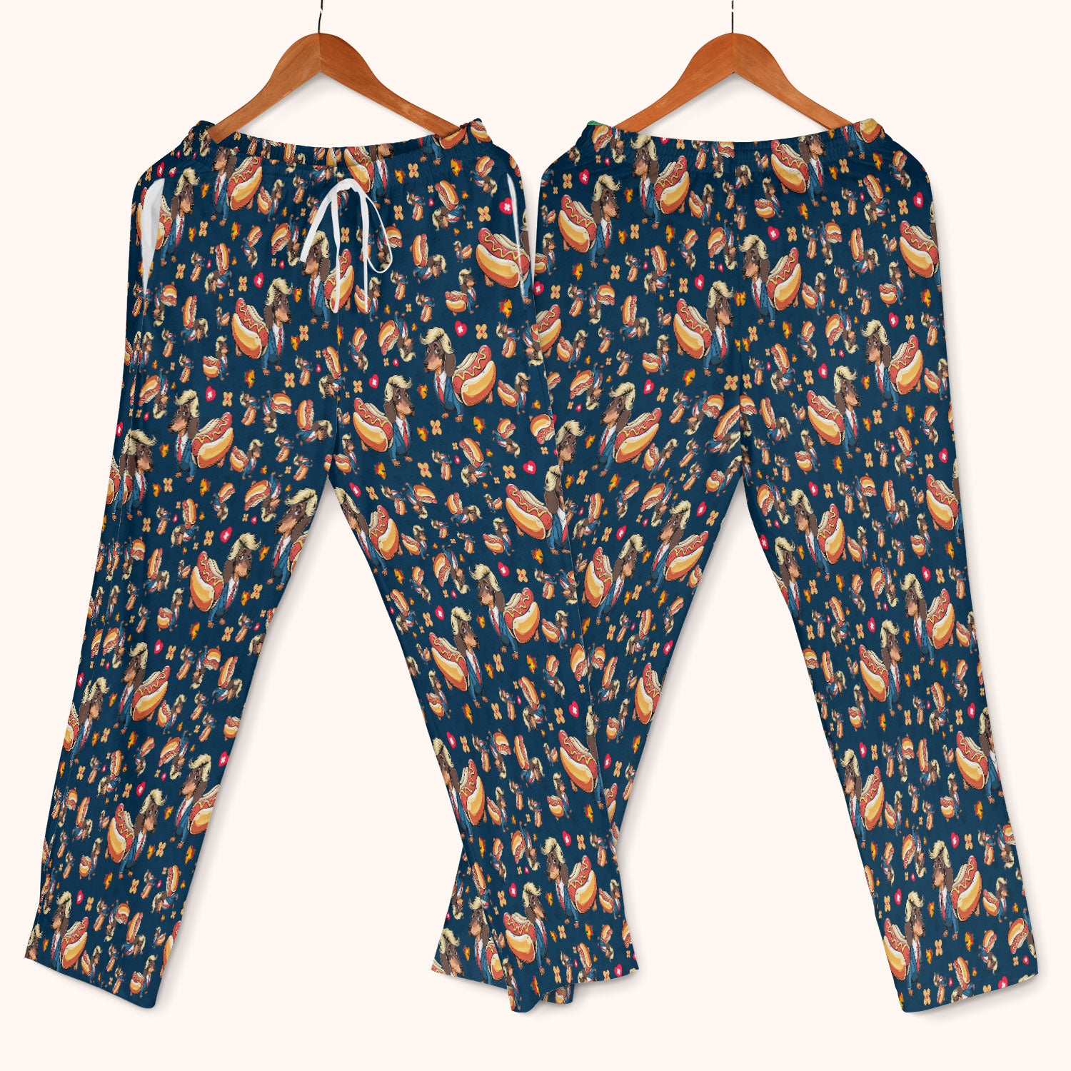 Dachshund Hot Dog Nurse Scrub Set - Funny Sausage Dog Pants and V Neck Top - Medical Uniform Gift