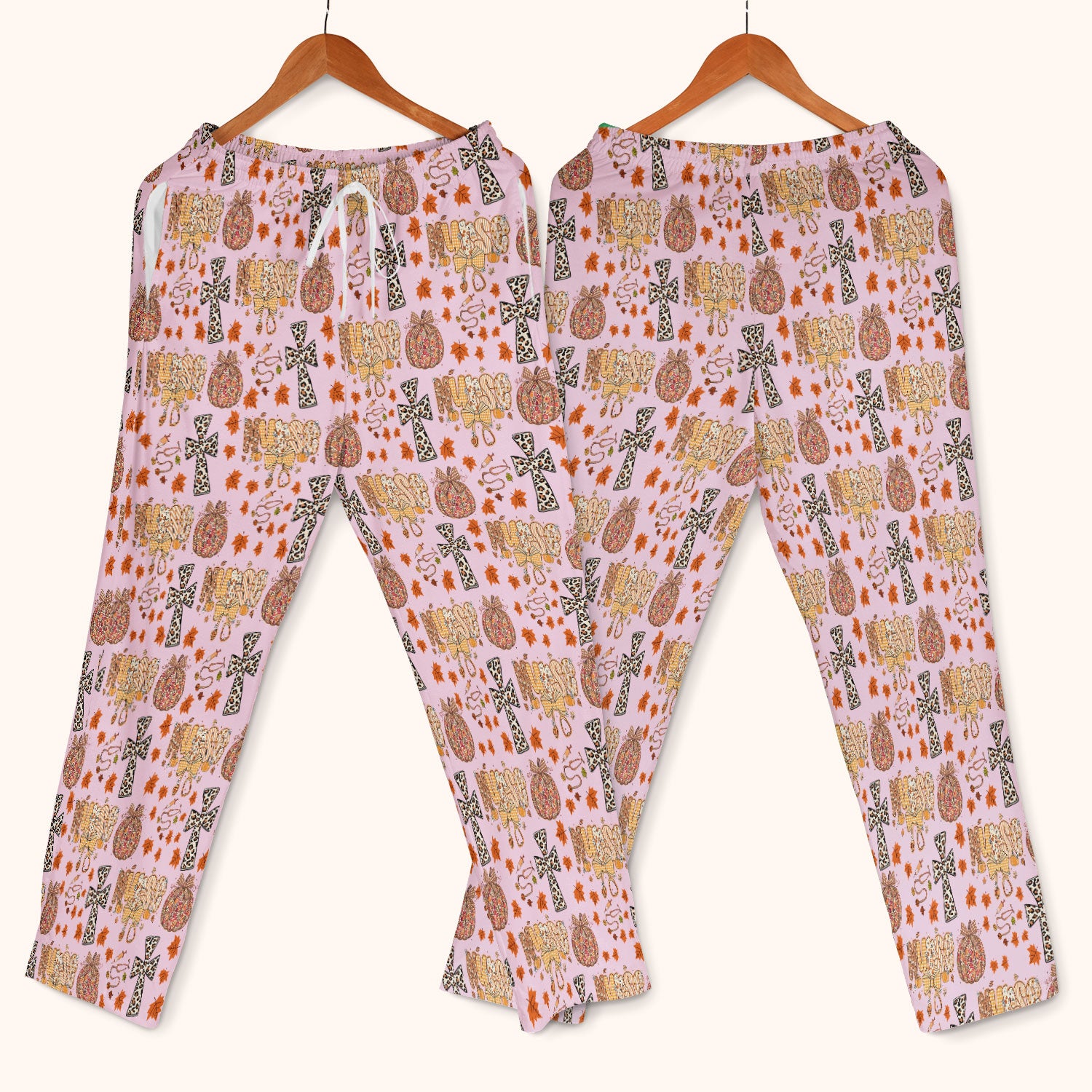 I Will Praise Him In Every Season - Boho Pumpkin Leopard Cross Fall Scrub Sets for Nurse - Thanksgiving Med Uniform for Women