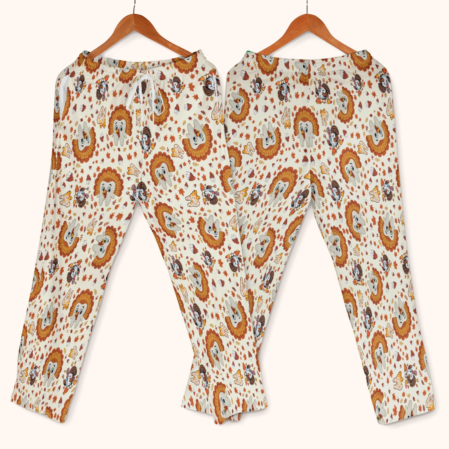 Funny Thanksgiving Tooth Scrub Set - Cute Turkey Dental Scrubs Pants and V Neck Top - Fall Medical Uniform for Hygienists & Nurses