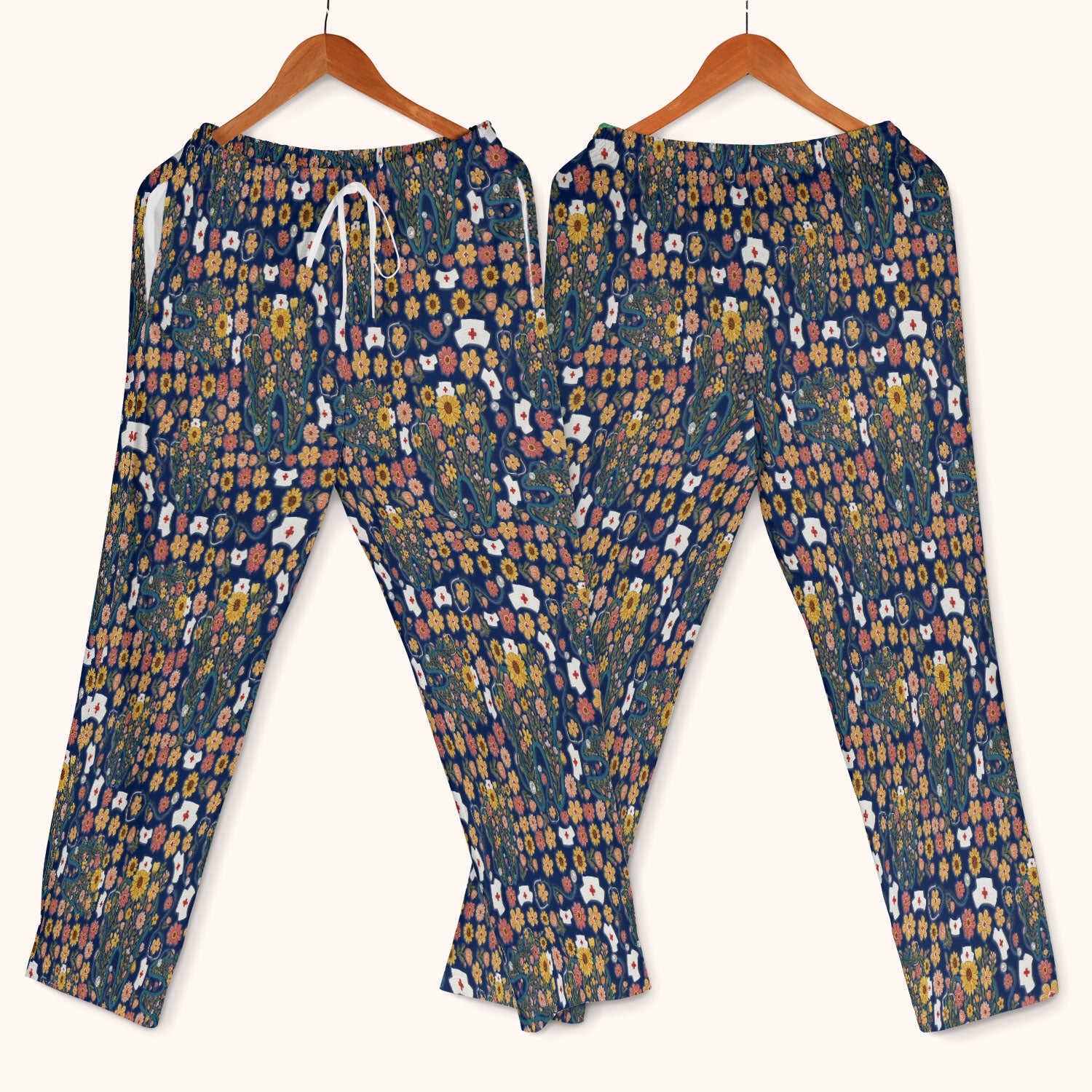 Boho Floral Tooth Scrub Set - Aesthetic Dental Scrubs Pants and V Neck - Cute Flower Tooth Medical Uniform - Hygienist Christmas Gift