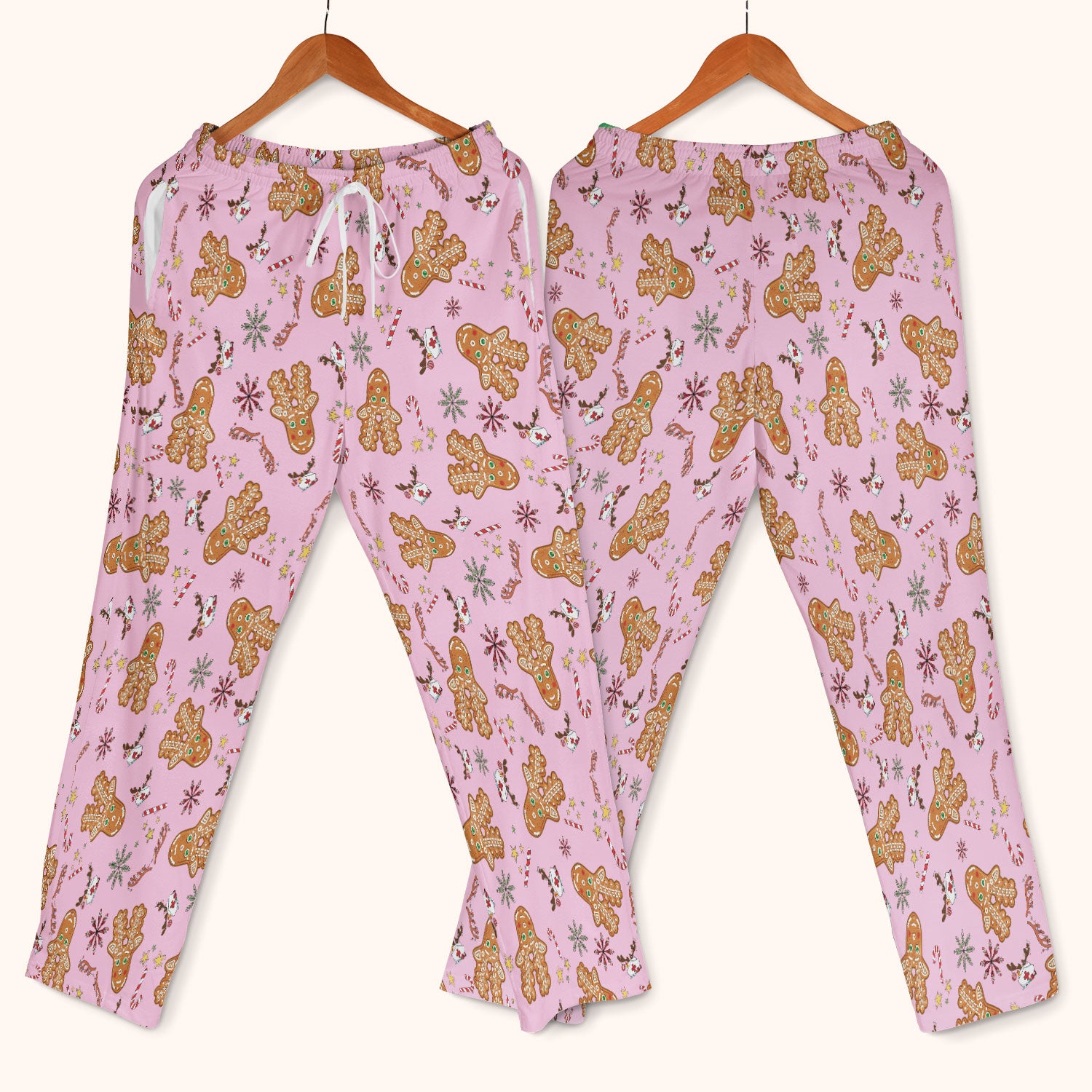 Gingerbread Cookies Reindeer Scrub Sets - Comfortable Scrubs for Nurses - Funny Christmas Gingerbread Scrub Pants and V Neck Top