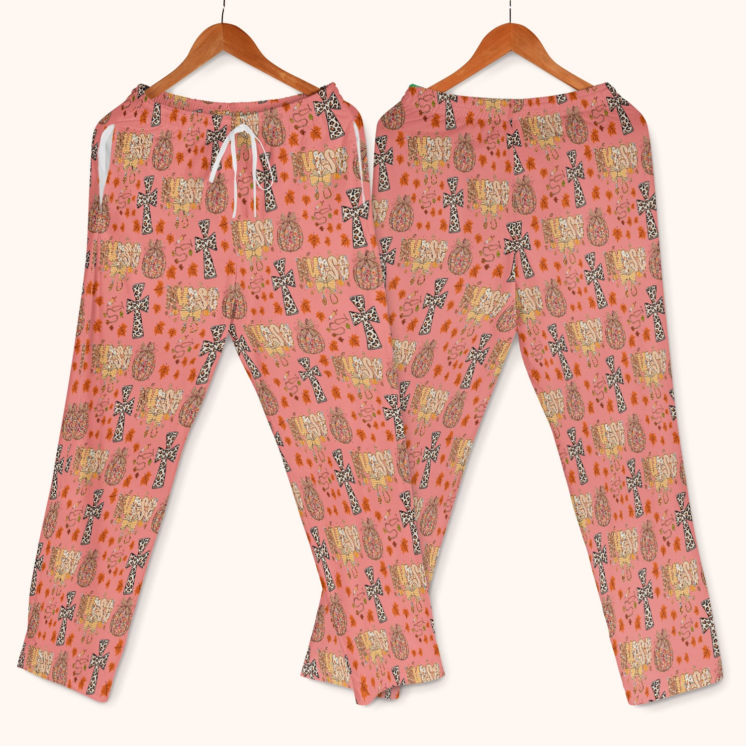I Will Praise Him In Every Season - Boho Pumpkin Leopard Cross Fall Scrub Sets for Nurse - Thanksgiving Med Uniform for Women