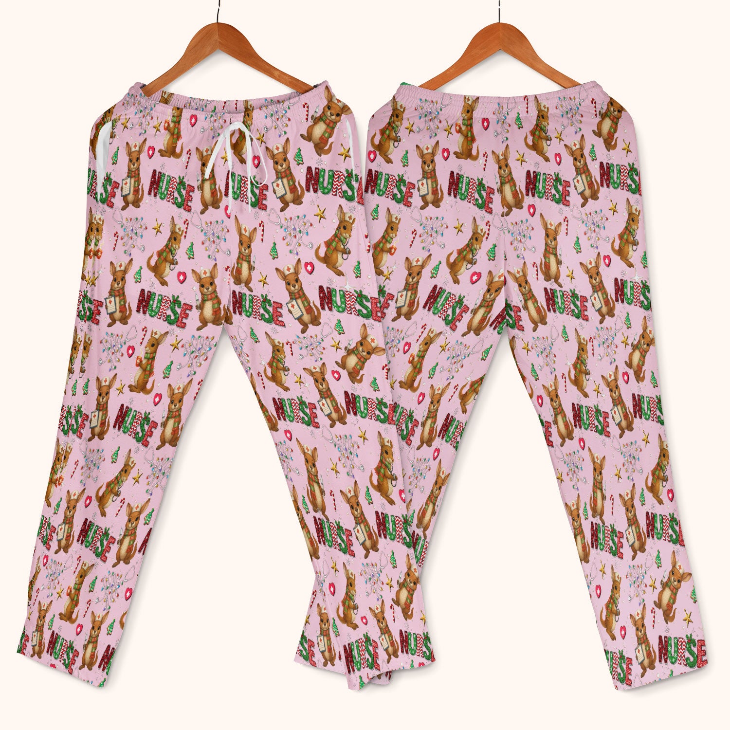 Aussie Kangaroo Christmas Scrub Set - Funny Holiday Nurse Shirt and Pants for Women - Cute Animal Medical Uniform