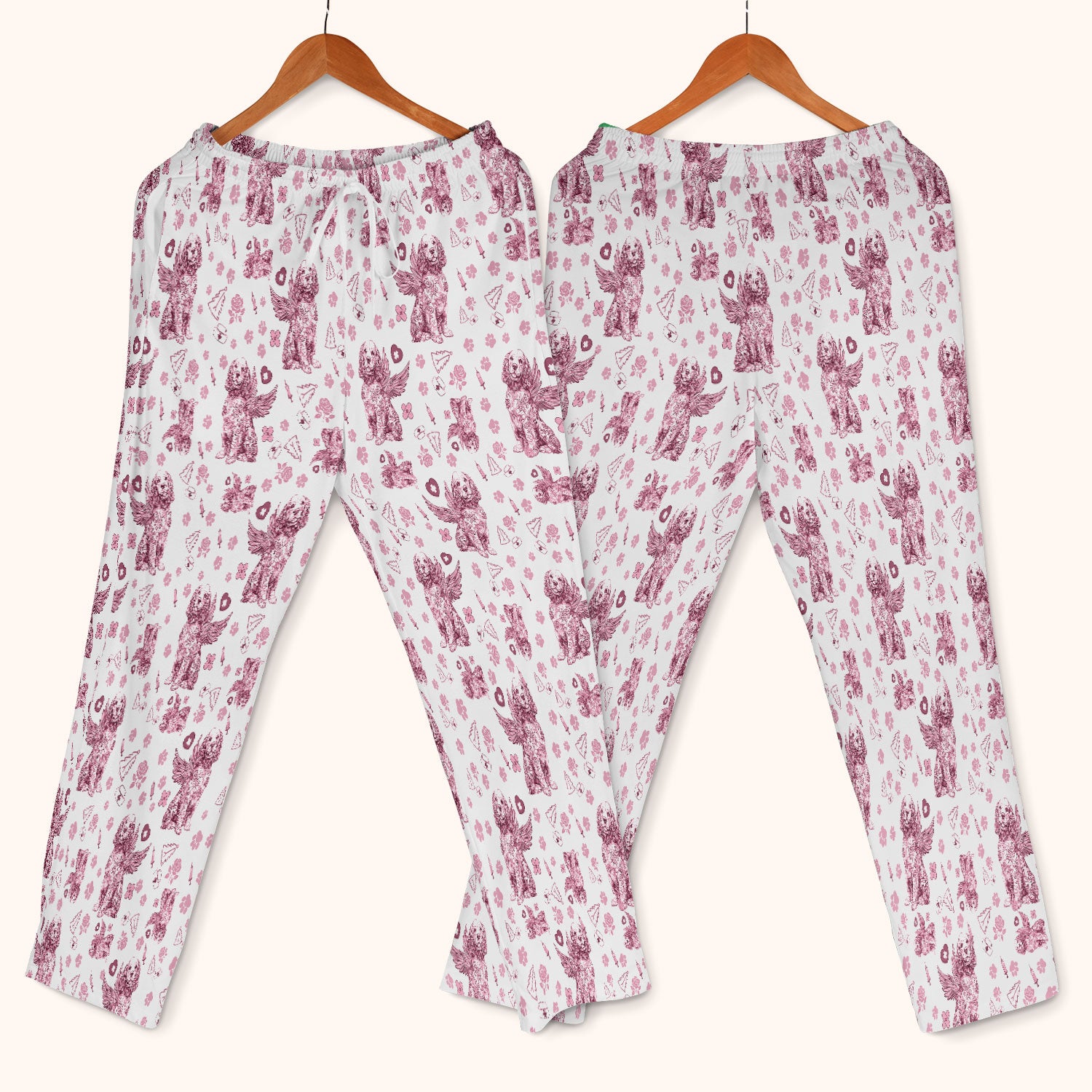 Toile De Jouy Scrub Set for Nurses - Angel Puppy Medical Uniform - Floral Dog in Heaven Gift for Women, Vet Techs, RN CNA LPN