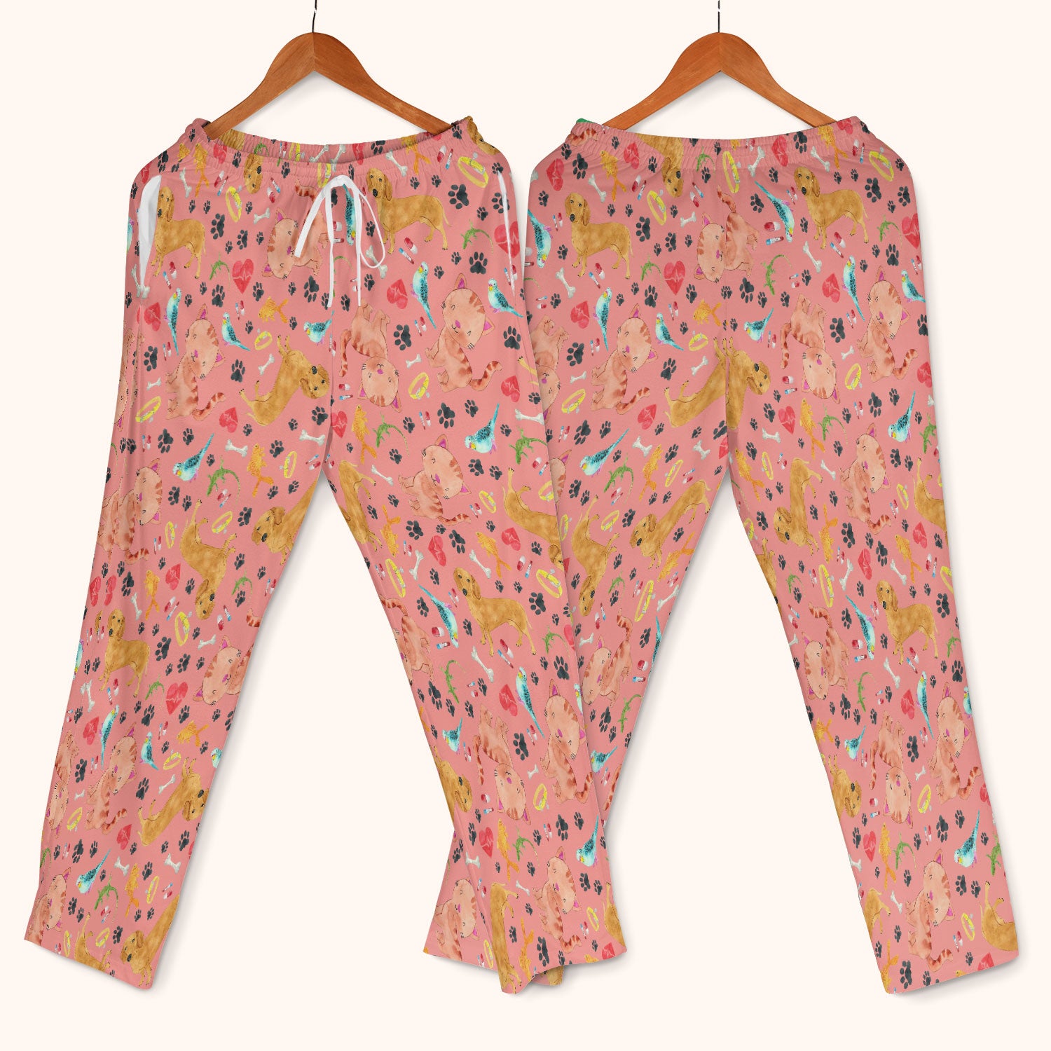 Cat Dog Veterinary Scrub Set - Cute Animal Paw Print Medical Pants and V Neck Top for Women RN CNA Vet Tech