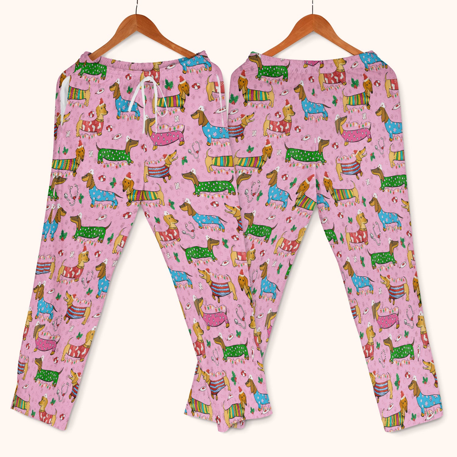 Christmas Dachshund Scrub Set for Nurses - Cute Wiener Dog in Holiday Outfit - Funny Medical Uniform Gift for Women RN LPN CNA