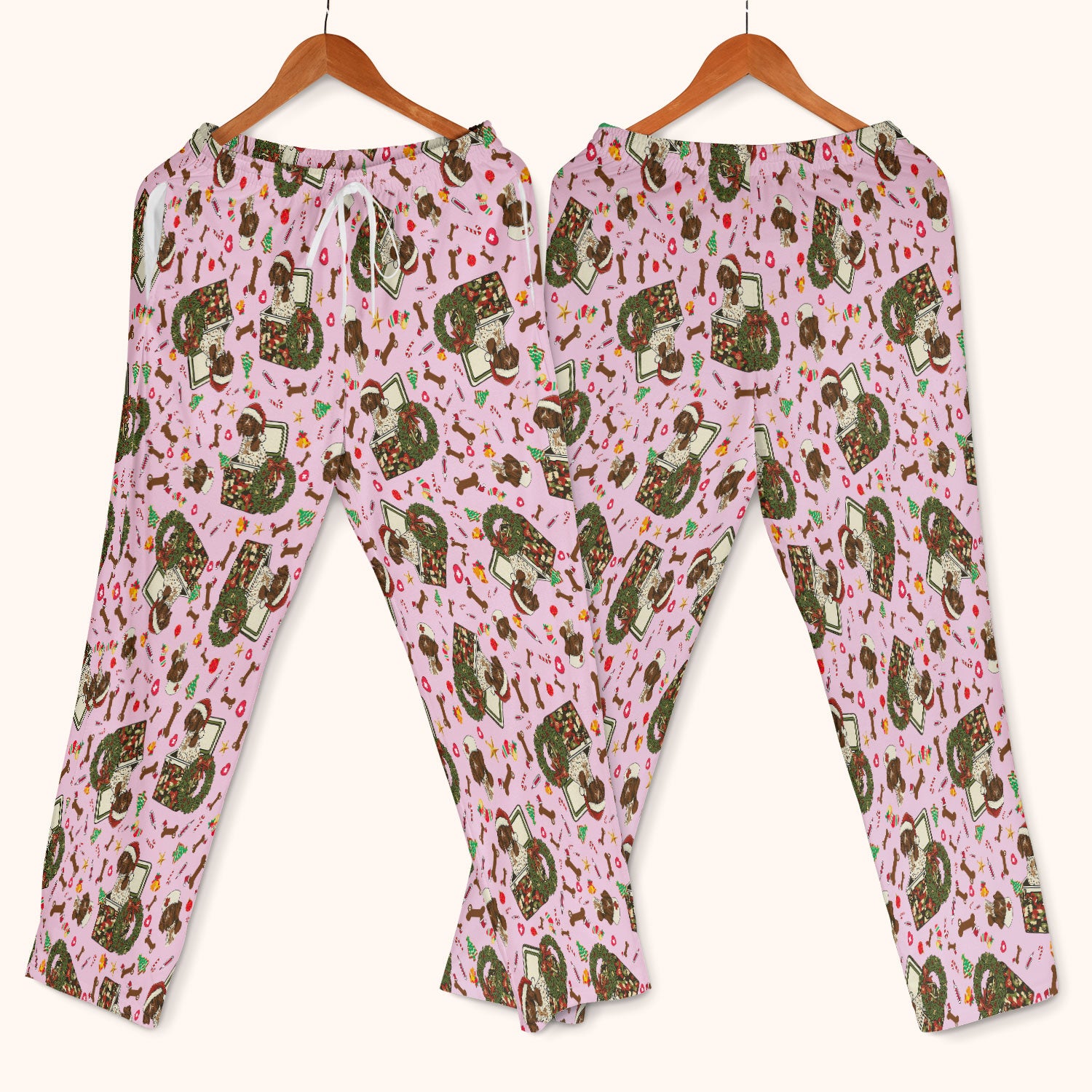 Christmas Dachshund Scrub Set - Cute Sausage Dog Nursing Pants and V Neck Top - Funny Holiday Medical Uniform