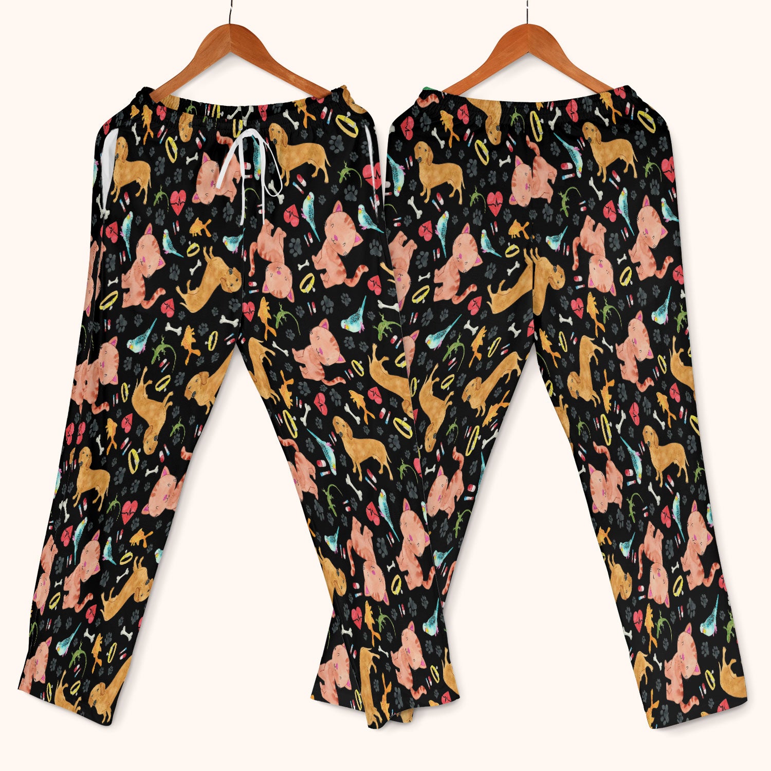 Cat Dog Veterinary Scrub Set - Cute Animal Paw Print Medical Pants and V Neck Top for Women RN CNA Vet Tech