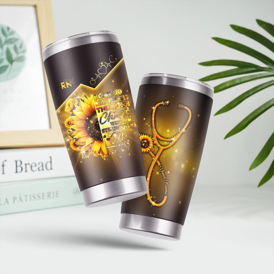 Personalized Faith Nurse Tumbler - I Can Do All Things Through Christ Graphic - Christian Nurses RN LPN CNA Gift