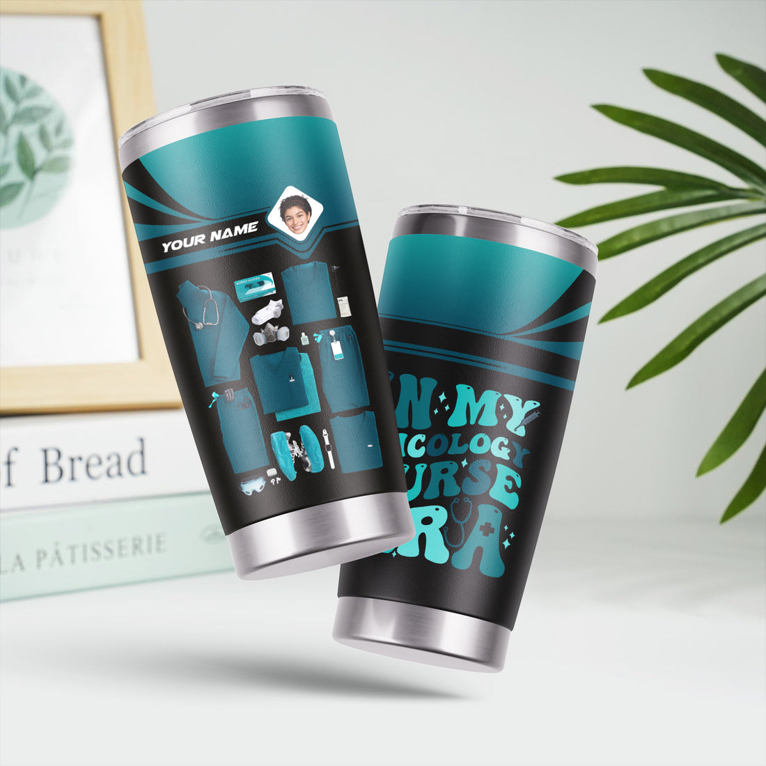 Personalized Nurse Tumbler with Scrubs & Tools - Custom Photo & Name - Gift for Healthcare Workers, RN, LPN - Multiple Scrub Colors Available