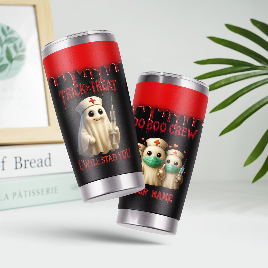 Personalized Nurse Halloween Tumbler - Boo Boo Crew Trick or Treat Design - Custom Name Gift for RN, LPN, Healthcare Workers