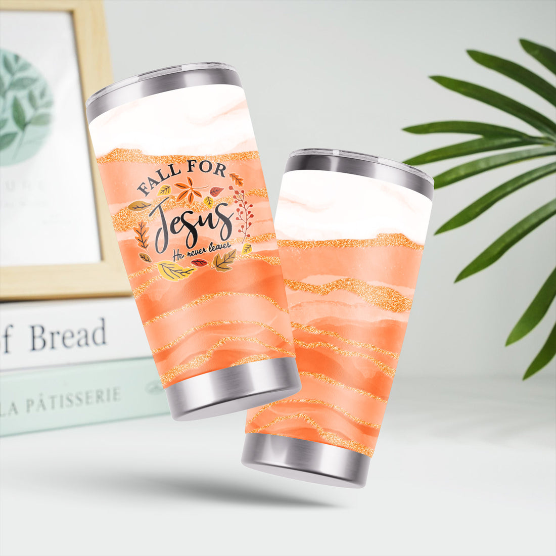 Faith Fall Tumbler for Nurses - Fall for Jesus He Never Leaves - Gift for Women RN LPN CNA