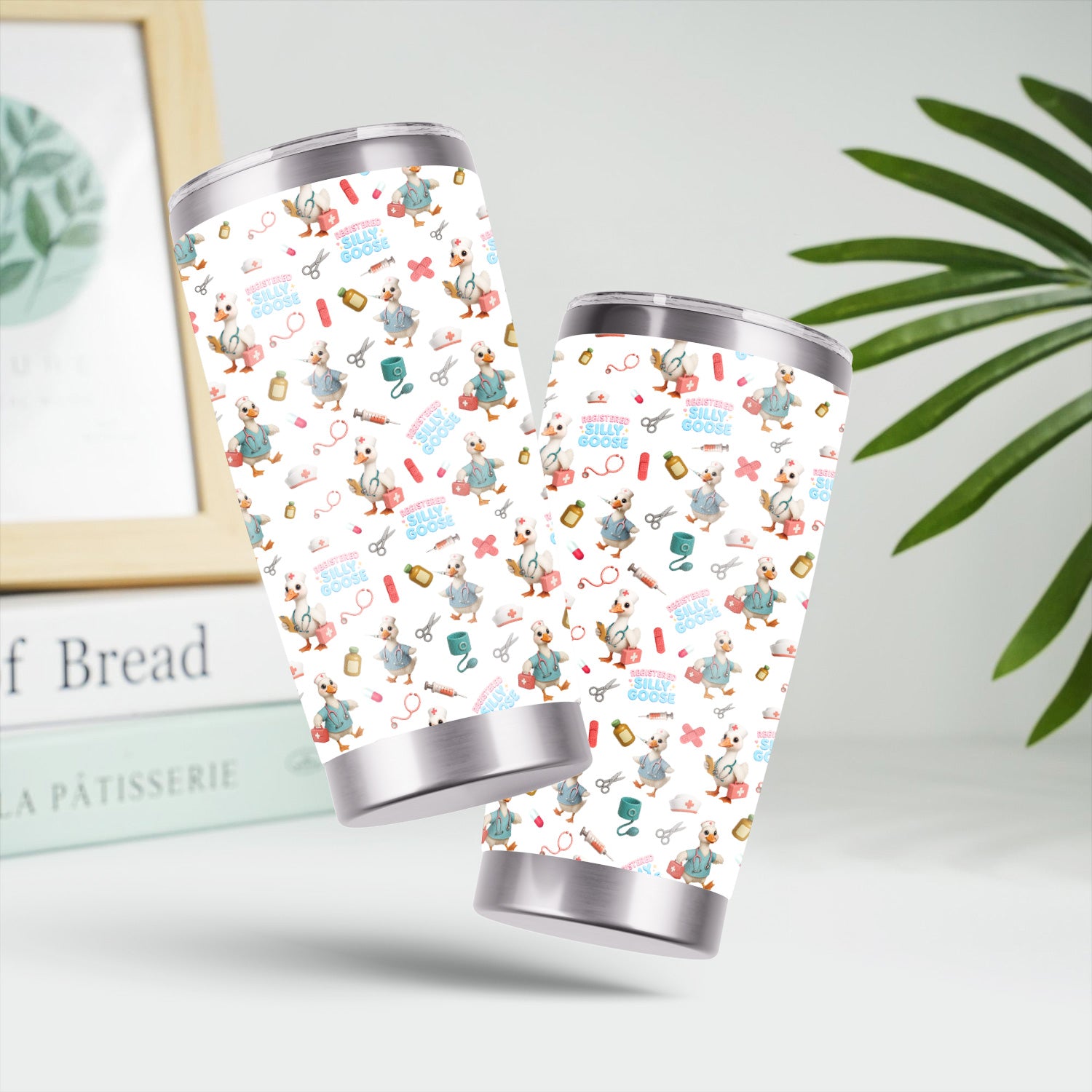 Funny Silly Goose Nurse Tumbler for Women - Cute RN CNA LPN Coffee Cup - Personalized Gift for Healthcare Workers