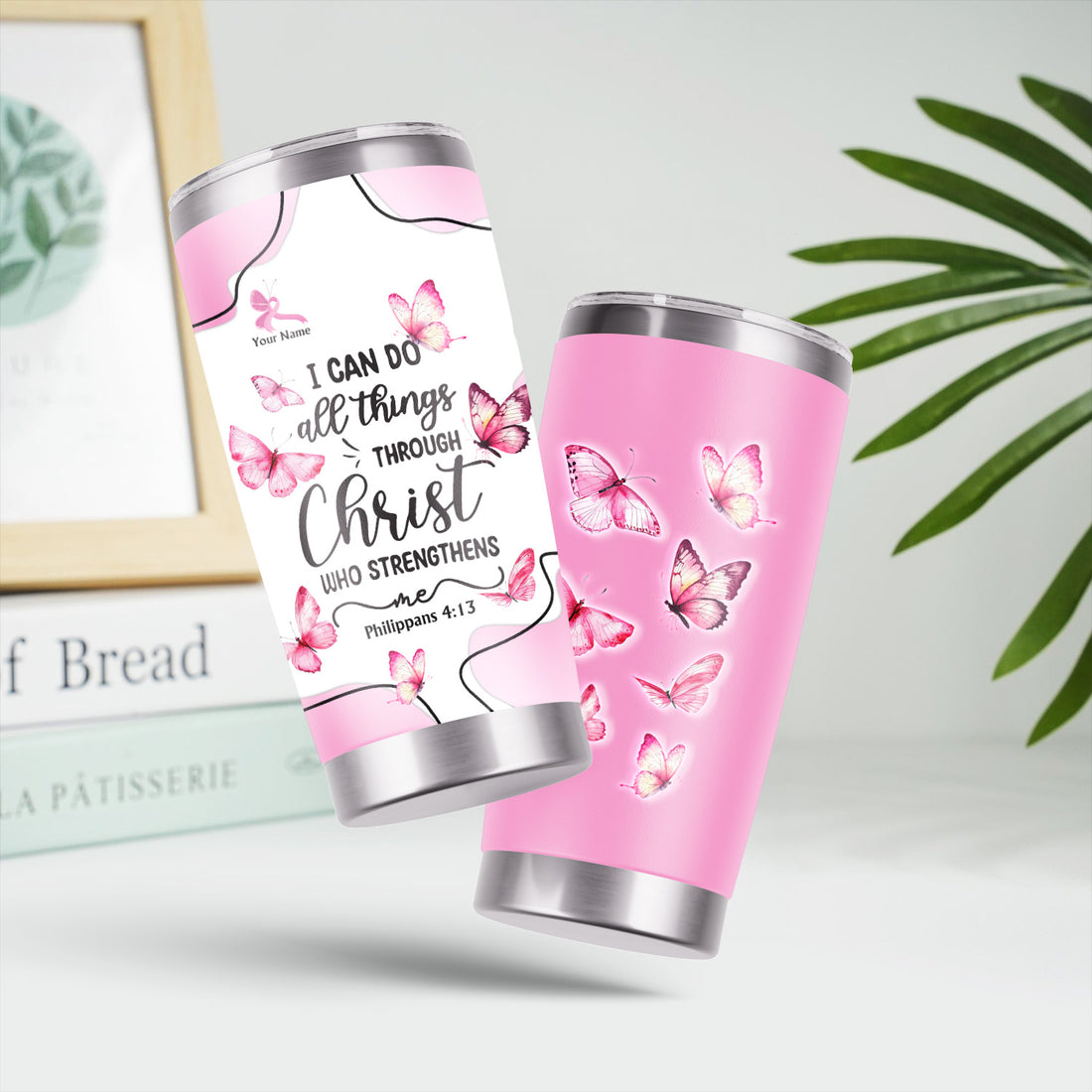 Personalized Christian Nurse Tumbler - Faith Jesus Strength Religious Bible Verse - Gift for RN LPN CNA Healthcare Workers