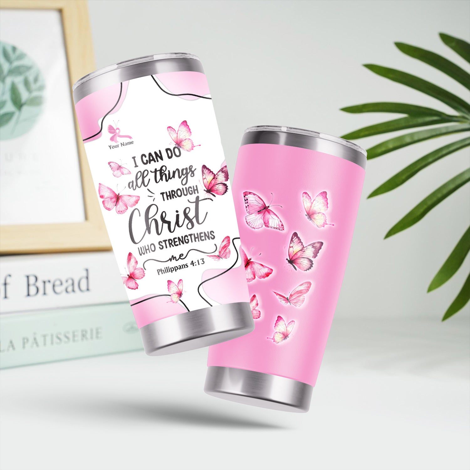Personalized Christian Nurse Tumbler - Faith Jesus Strength Religious Bible Verse - Gift for RN LPN CNA Healthcare Workers