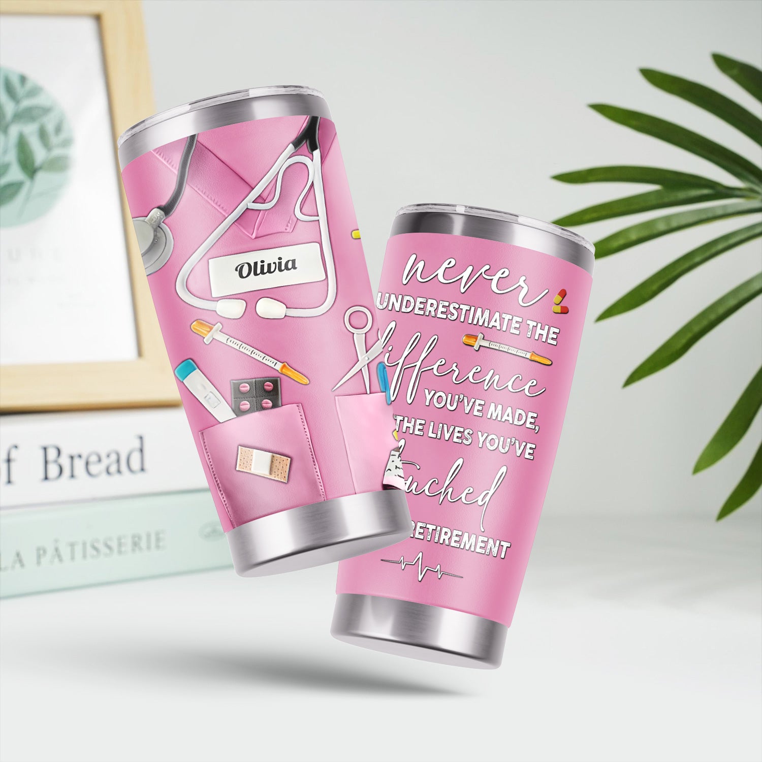 Personalized Retired Nurse Tumbler - Happy Retirement Quote Multiple Color Options Available - Custom Name Gift for RN LPN CNA
