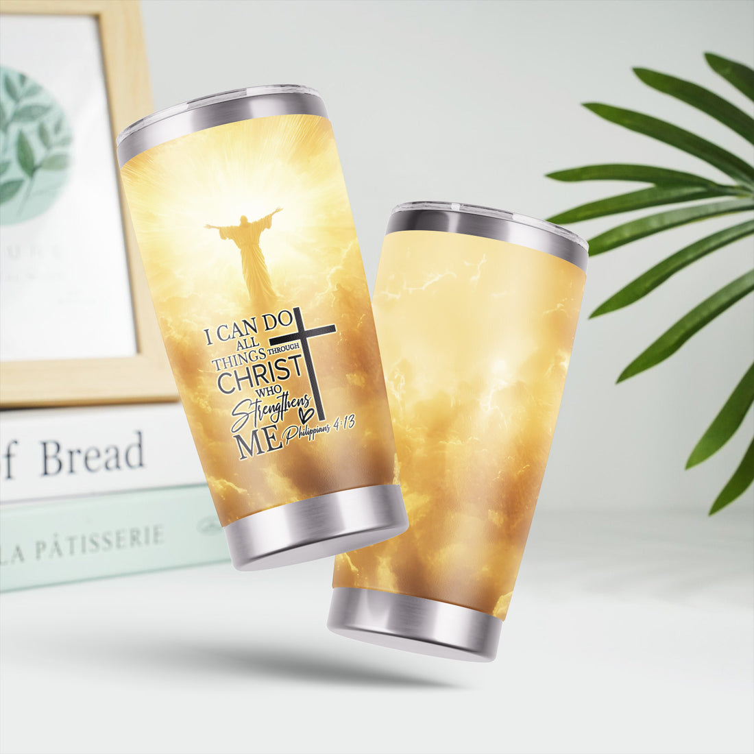 Personalized Nursing Faith Tumbler - Bible Verse All Things Through Christ - RN LPN CNA ER Gift