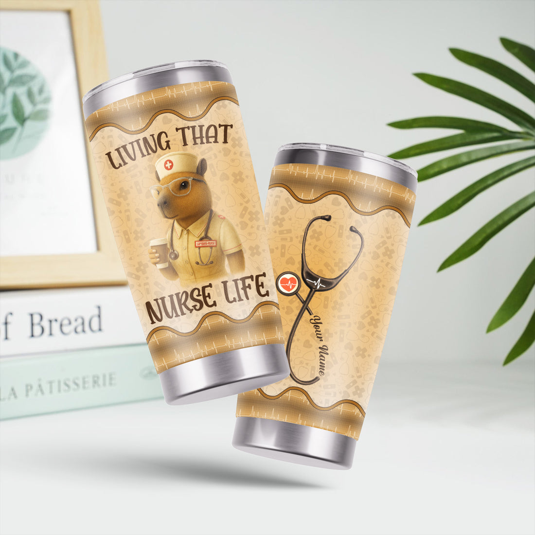 Personalized Nurse Capybara Tumbler - Custom Name & Stethoscope Graphic Design - Gift for RN LPN Healthcare Workers