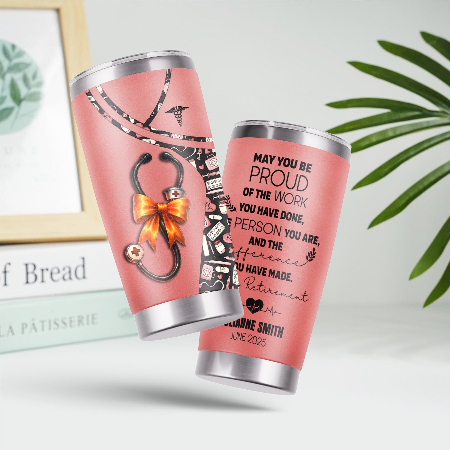 Personalized Retired Nurse Tumbler - Proud of the Work Quote - Gift for RN LPN CNA - Available in Multiple Colors
